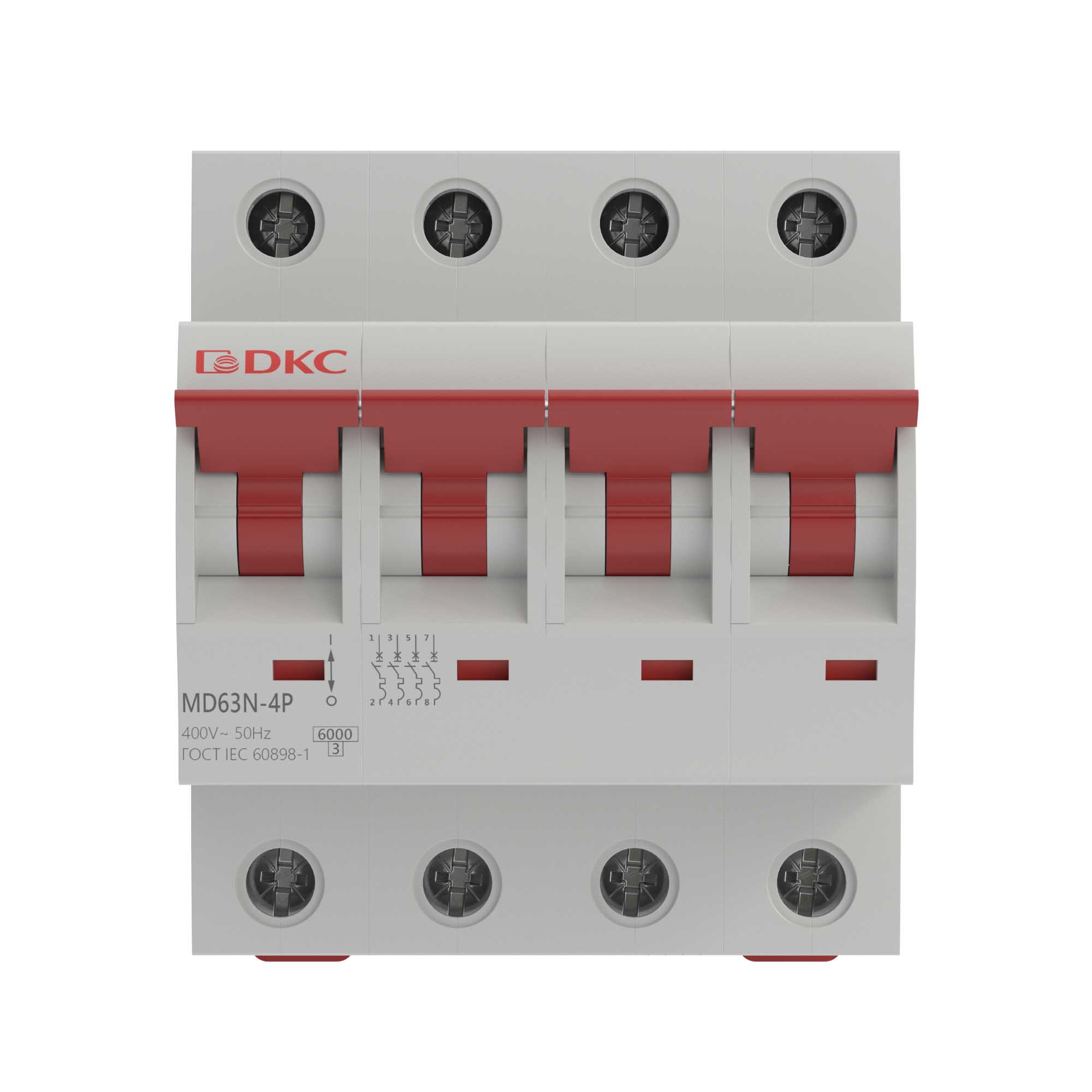 Автоматический выключатель модульный YON max типа MD63N, 6кА, 4 полюса, хар-ка B, 10А