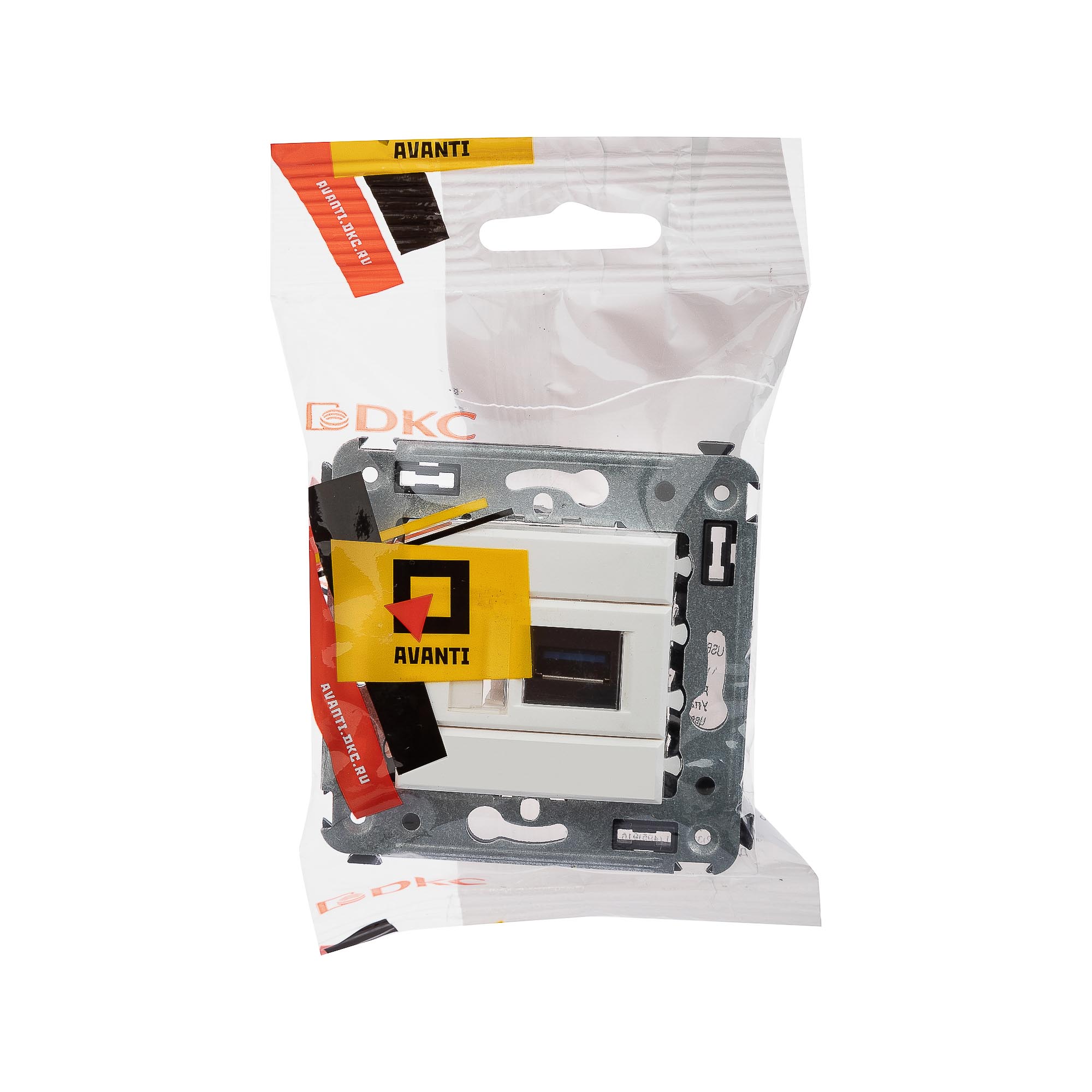 USB 3.0 розетка одинарная в стену, тип А-А, "Avanti", "Белое облако"