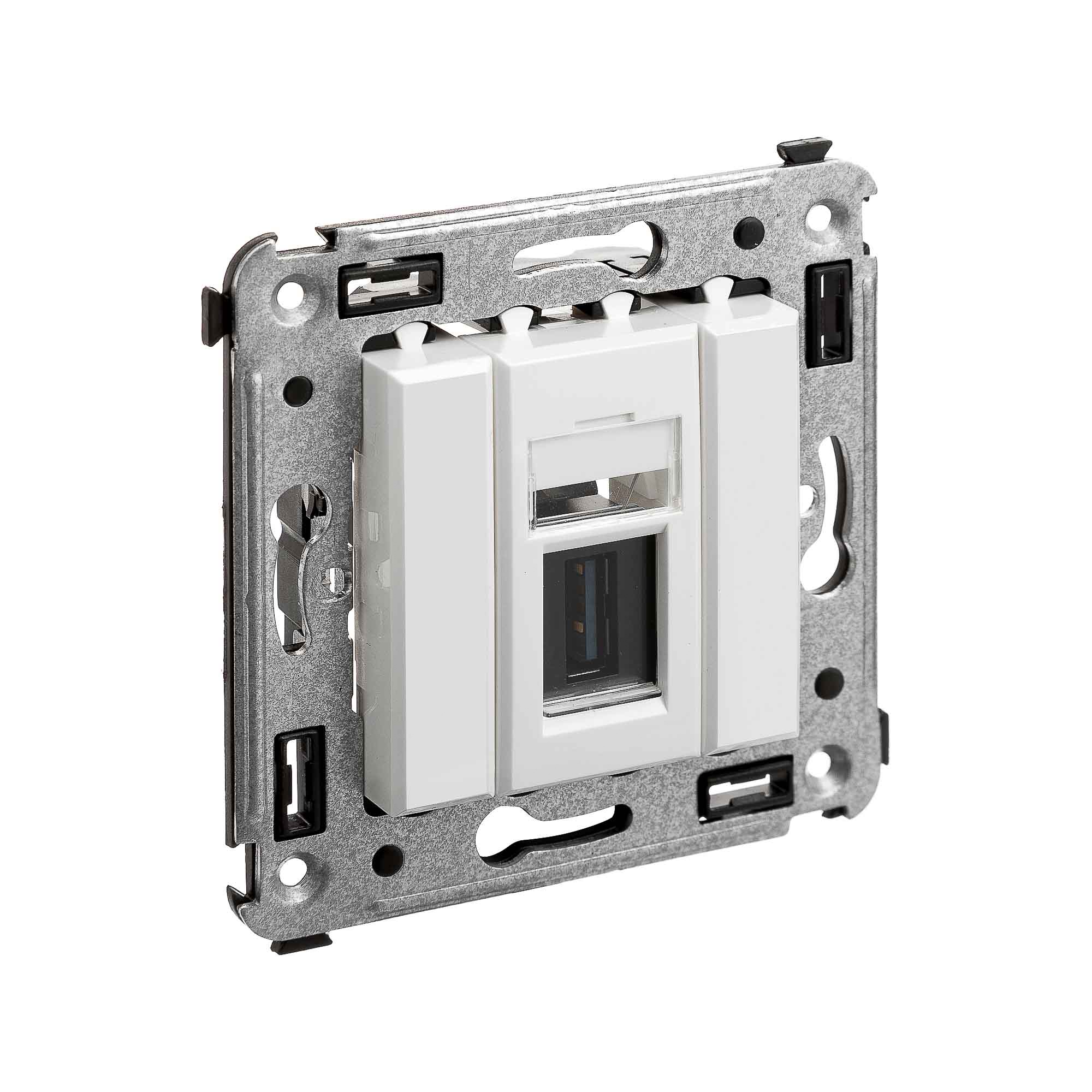 USB 3.0 розетка одинарная в стену, тип А-А, "Avanti", "Белое облако"