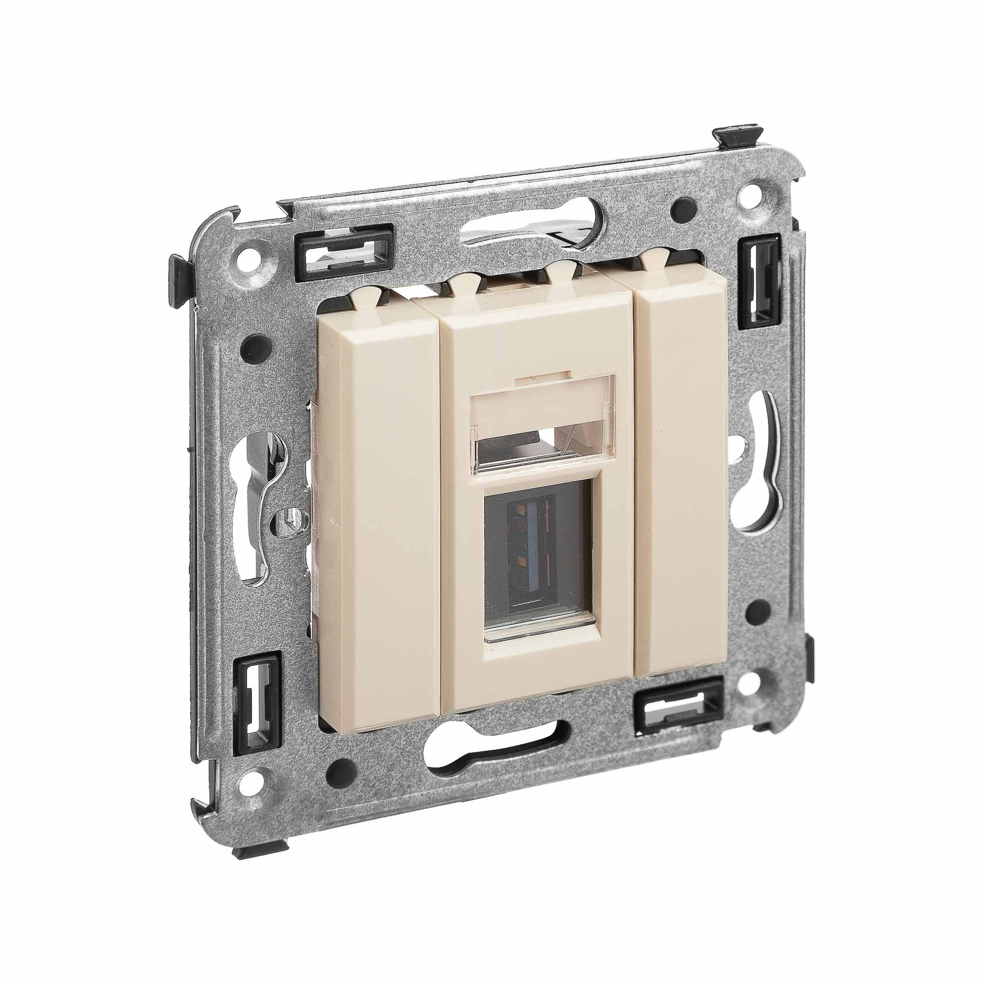 USB 3.0 розетка одинарная в стену, тип А-А, "Avanti", "Ванильная дымка"