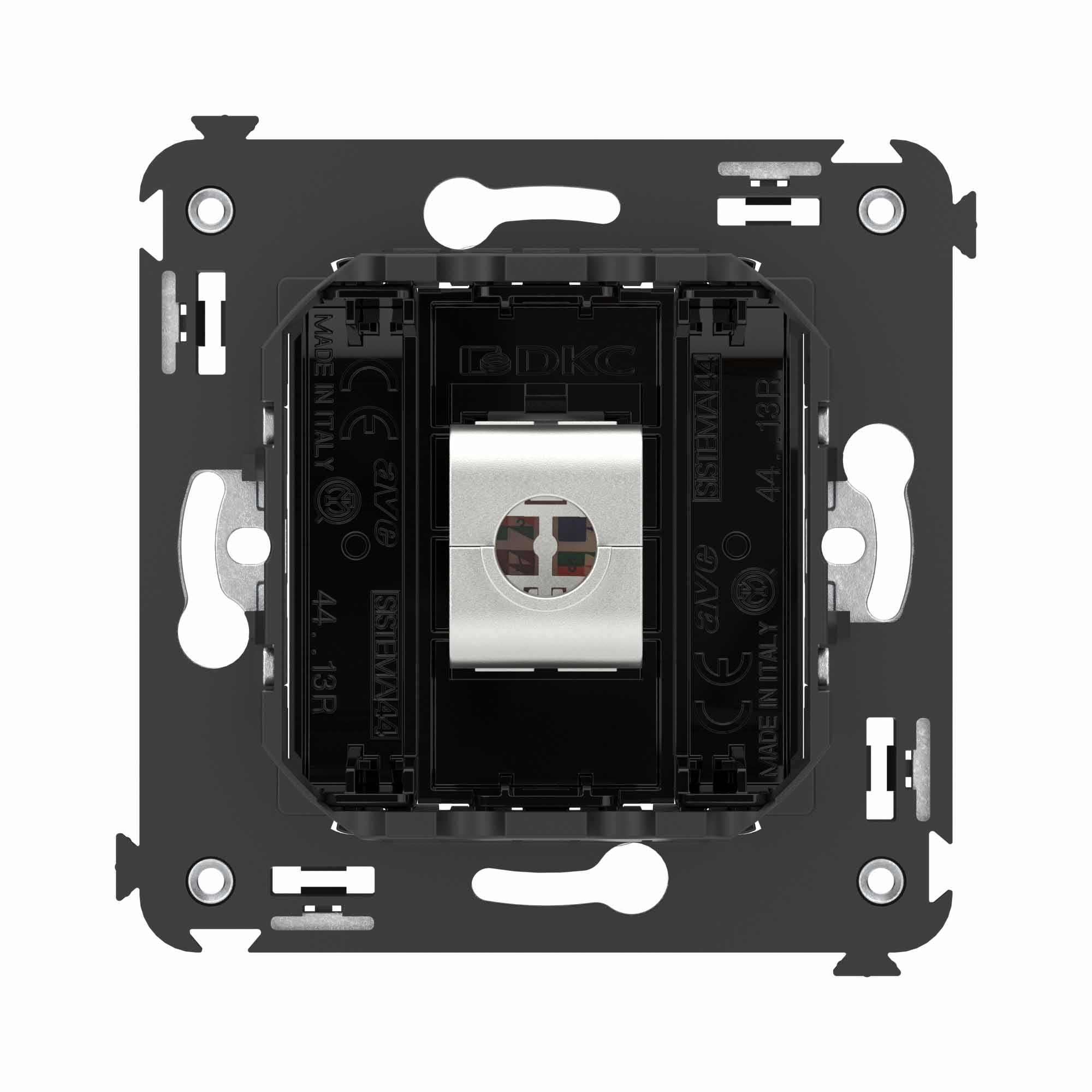 Компьютерная розетка RJ-45 без шторки в стену, кат.6 одинарная экранированная, "Avanti", "Черный квадрат"