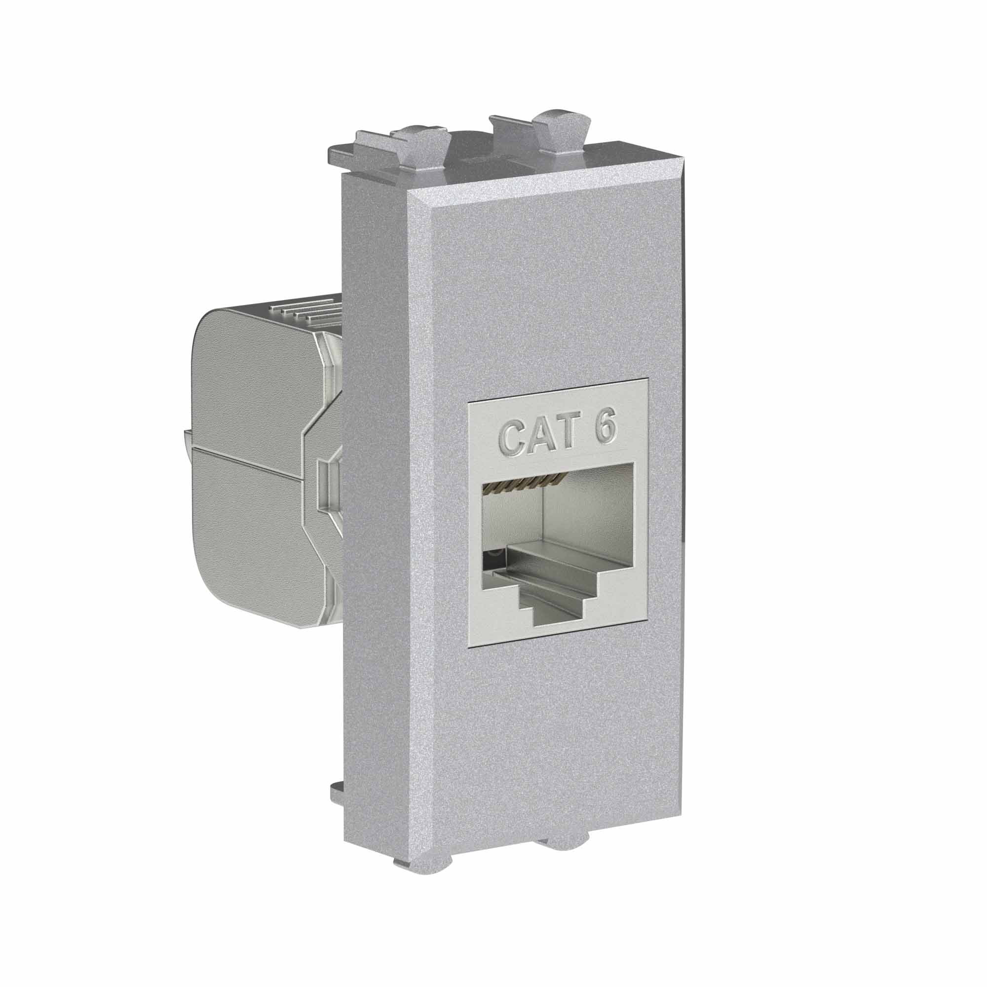 Компьютерная розетка RJ-45 без шторки модульная, кат.6 экранированная, "Avanti", "Закаленная сталь", 1 модуль