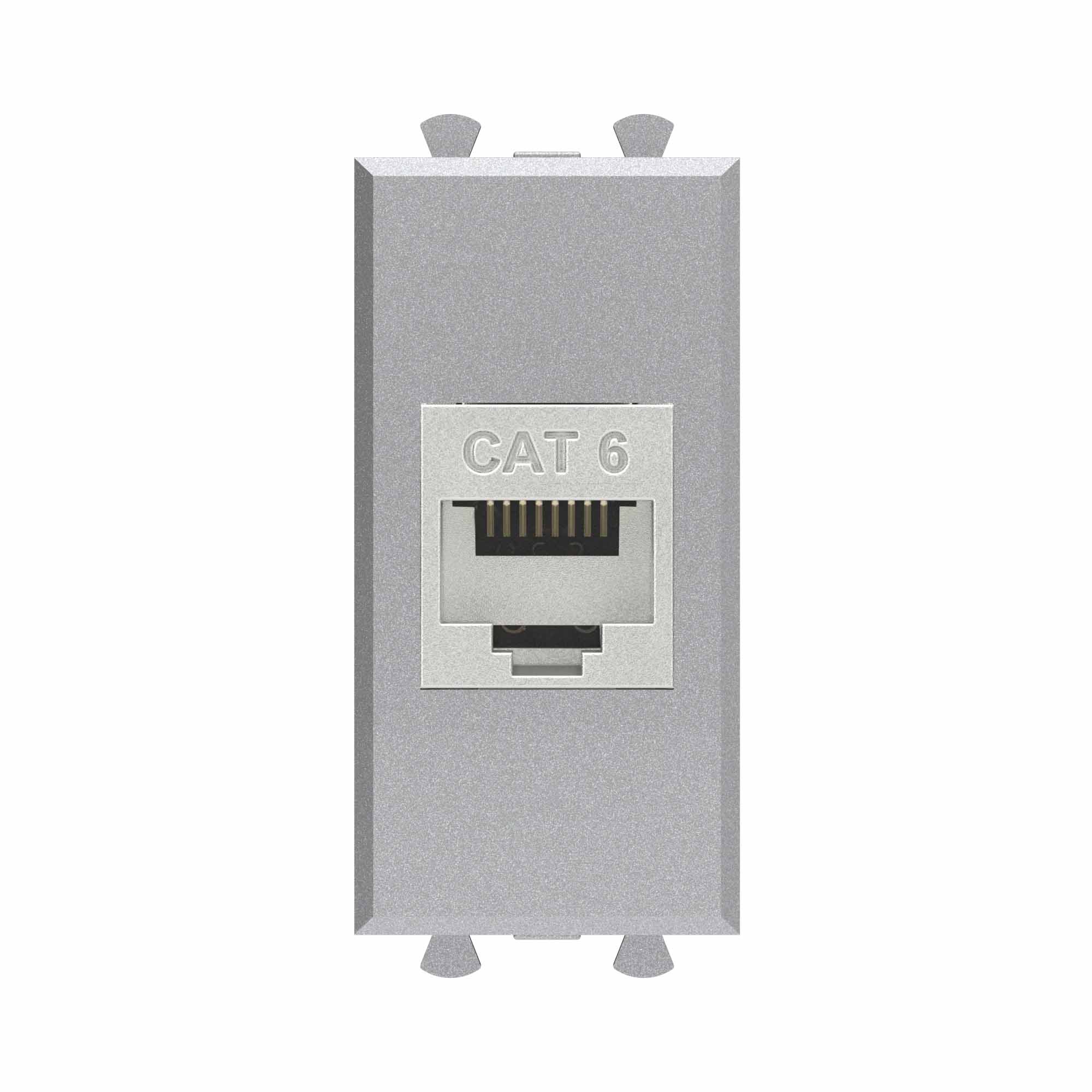 Компьютерная розетка RJ-45 без шторки модульная, кат.6 экранированная, "Avanti", "Закаленная сталь", 1 модуль