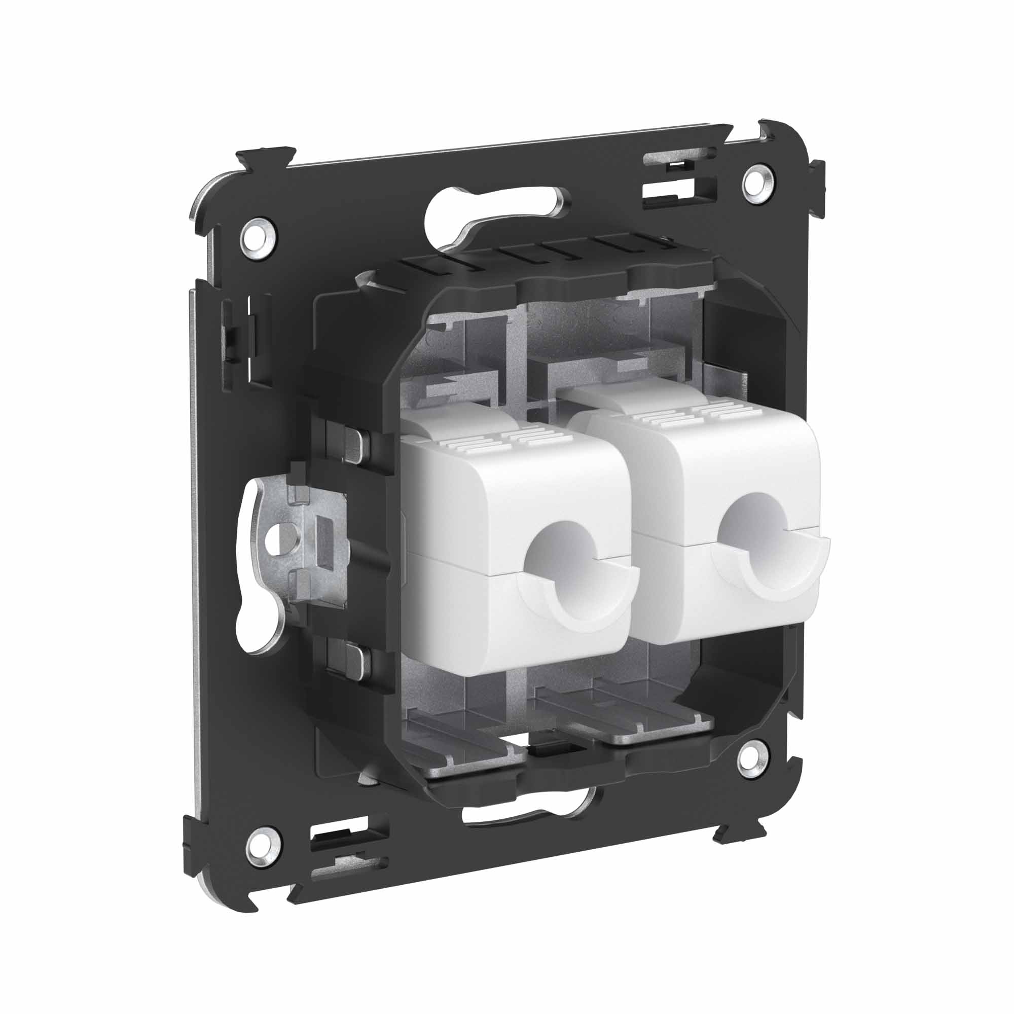 Компьютерная розетка RJ-45 без шторки в стену, кат.6 двойная, "Avanti", "Закаленная сталь"