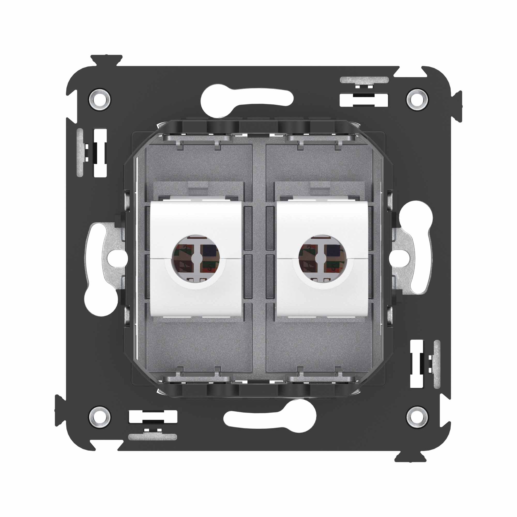 Компьютерная розетка RJ-45 без шторки в стену, кат.6 двойная, "Avanti", "Закаленная сталь"