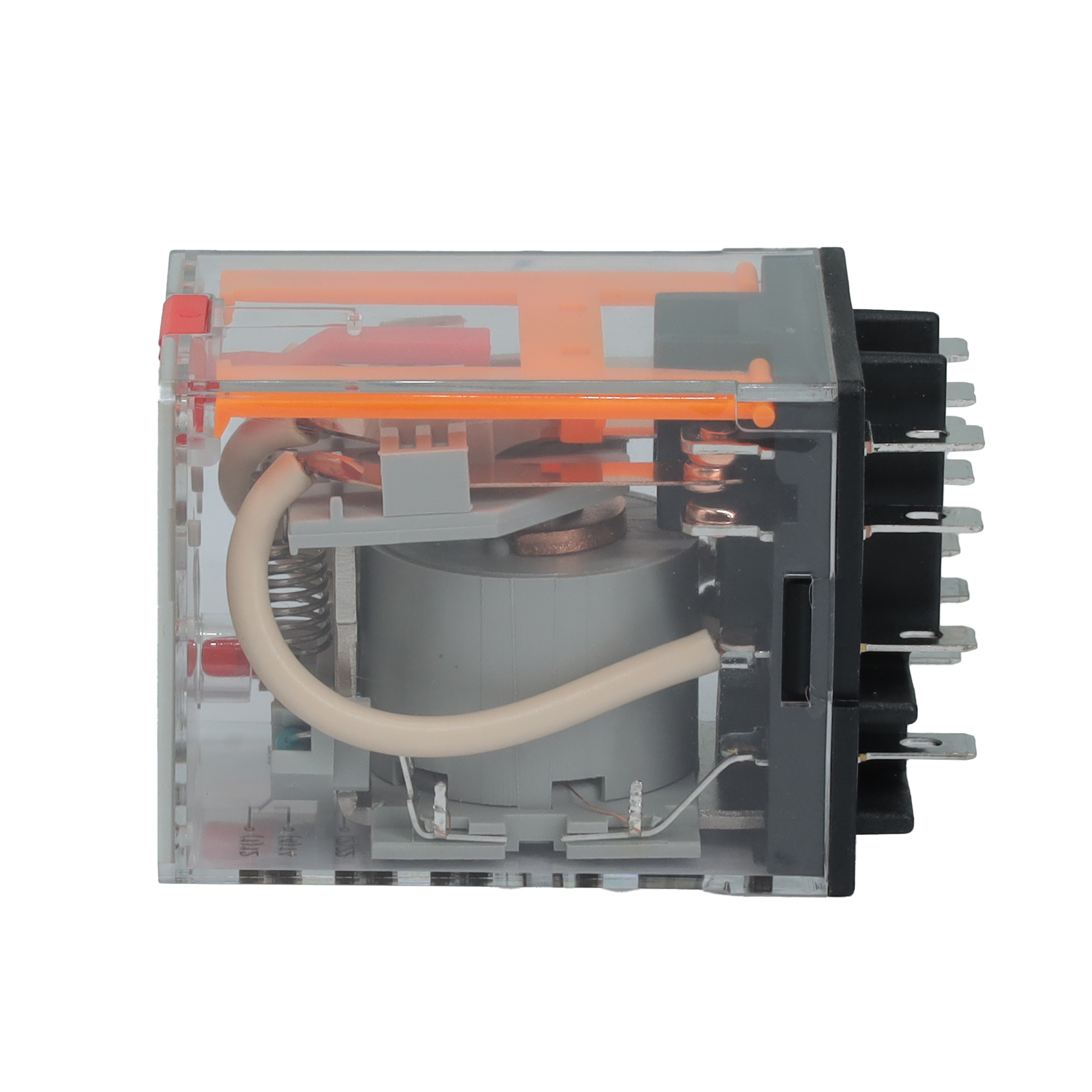 Реле миниатюрное силовое, 3CO, ком. ток 16А, AgSnO2, напряжение 230V AC, опция: тест-кнопка+светодиод