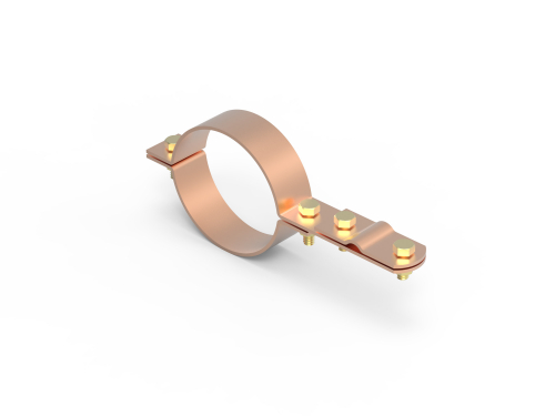 Хомут на металлические трубы, D80 мм, медь