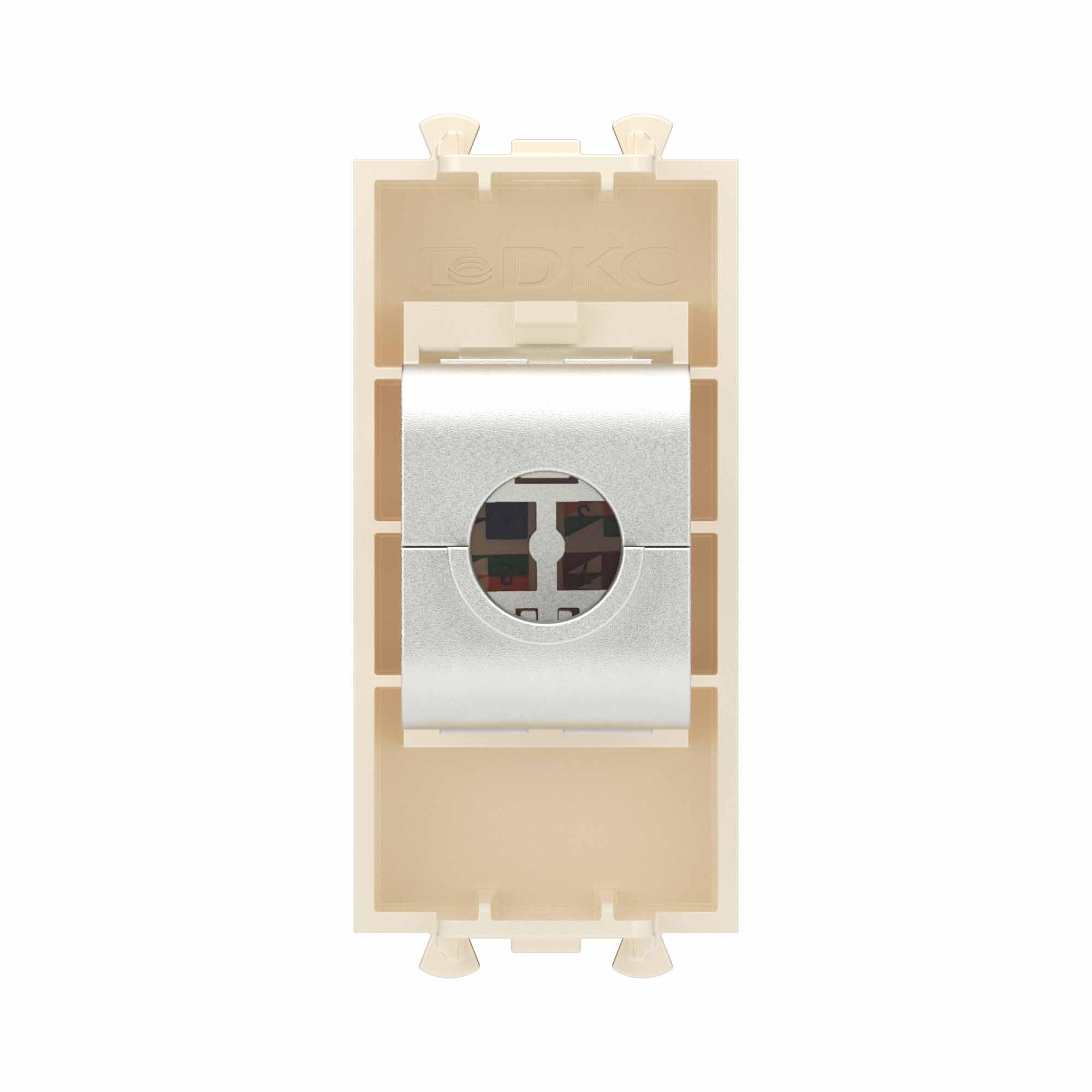 Компьютерная розетка RJ-45 без шторки модульная, кат.6А экранированная, "Avanti", "Ванильная дымка", 1 модуль