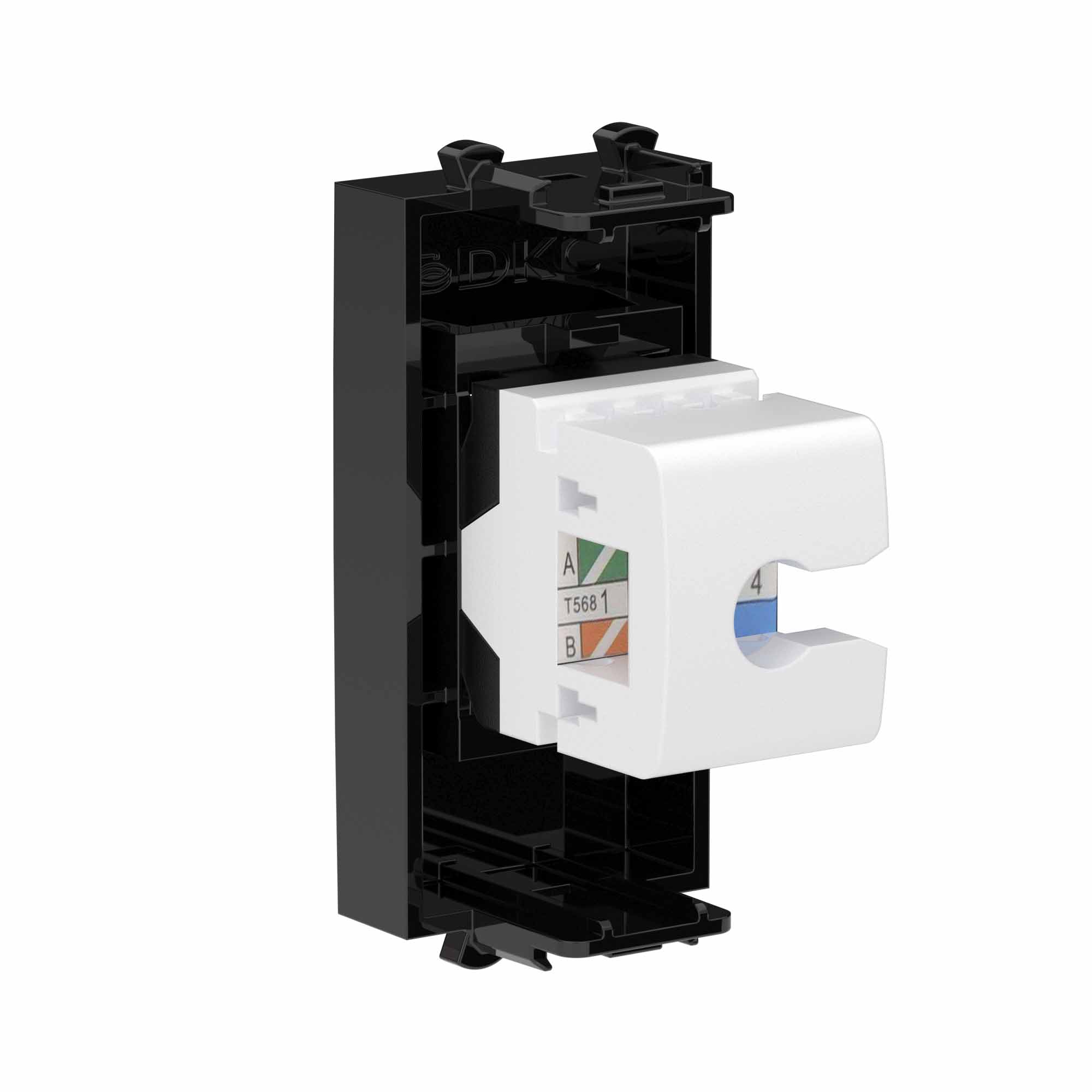 Компьютерная розетка RJ-45 без шторки модульная, кат.6А, "Avanti", "Черный квадрат", 1 модуль