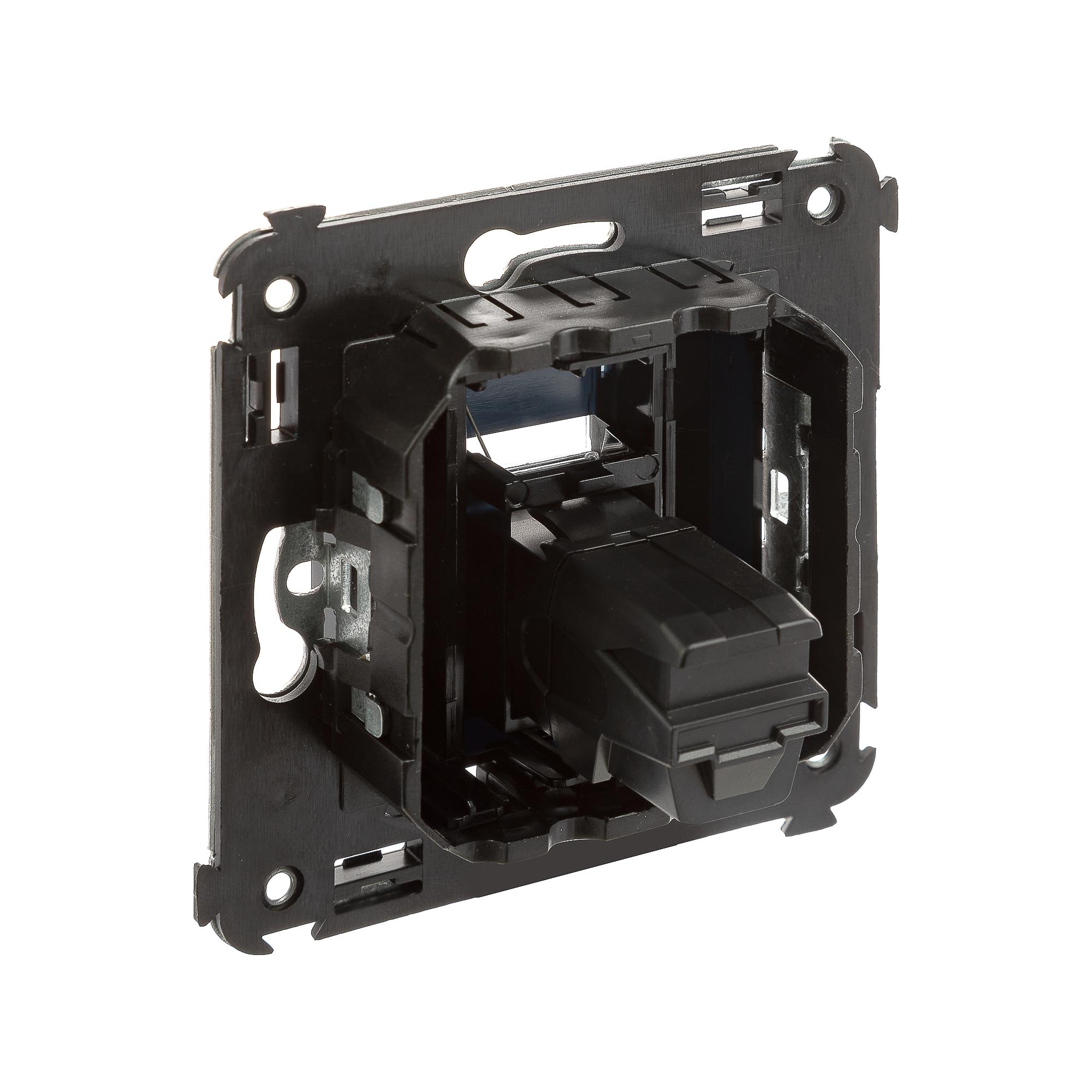 USB 2.0 розетка одинарная в стену, тип А-А, "Avanti", "Черный квадрат"