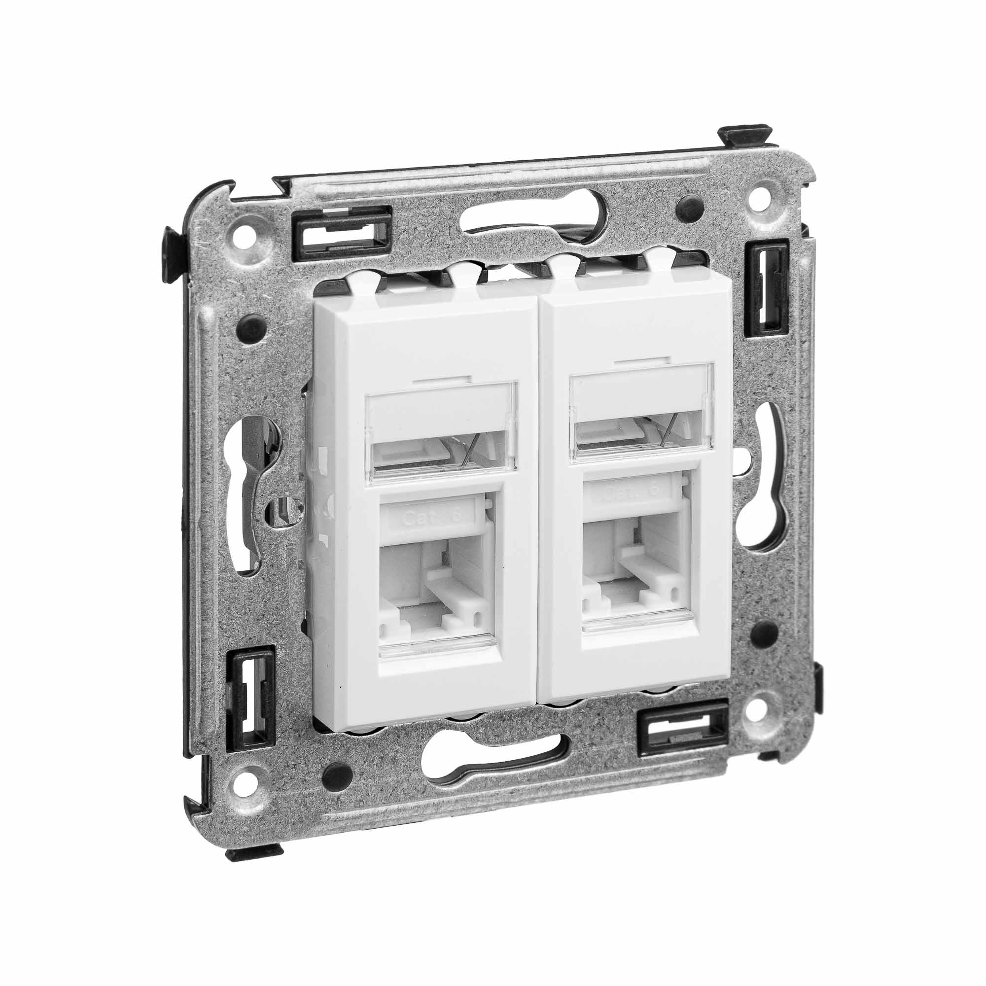 Компьютерная розетка RJ-45 в стену, кат.6 двойная,"Avanti", "Белое облако"