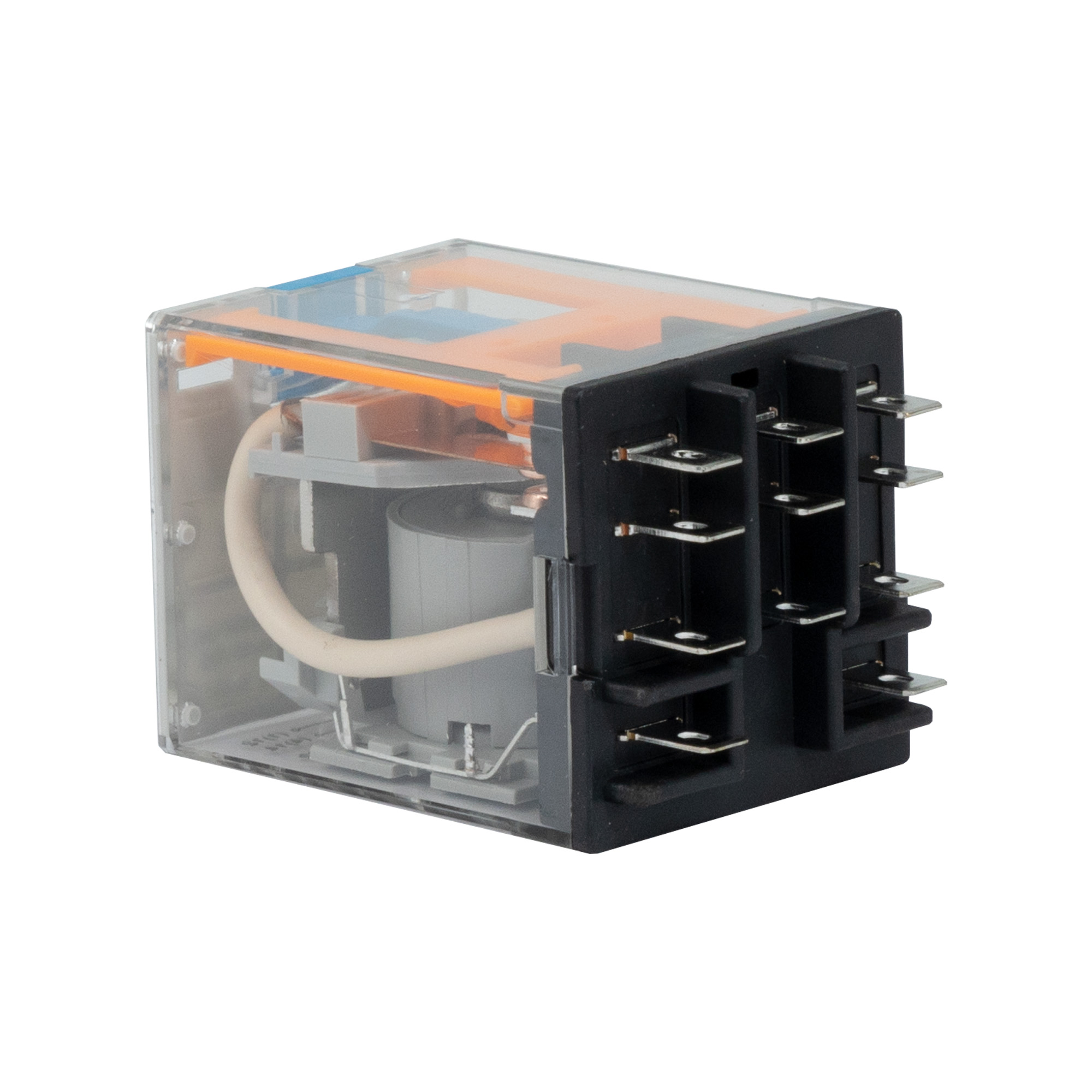 Реле миниатюрное силовое, 3CO, ком. ток 16А, AgSnO2, напряжение 24V DC, опция: тест-кнопка+светодиод+защитный диод