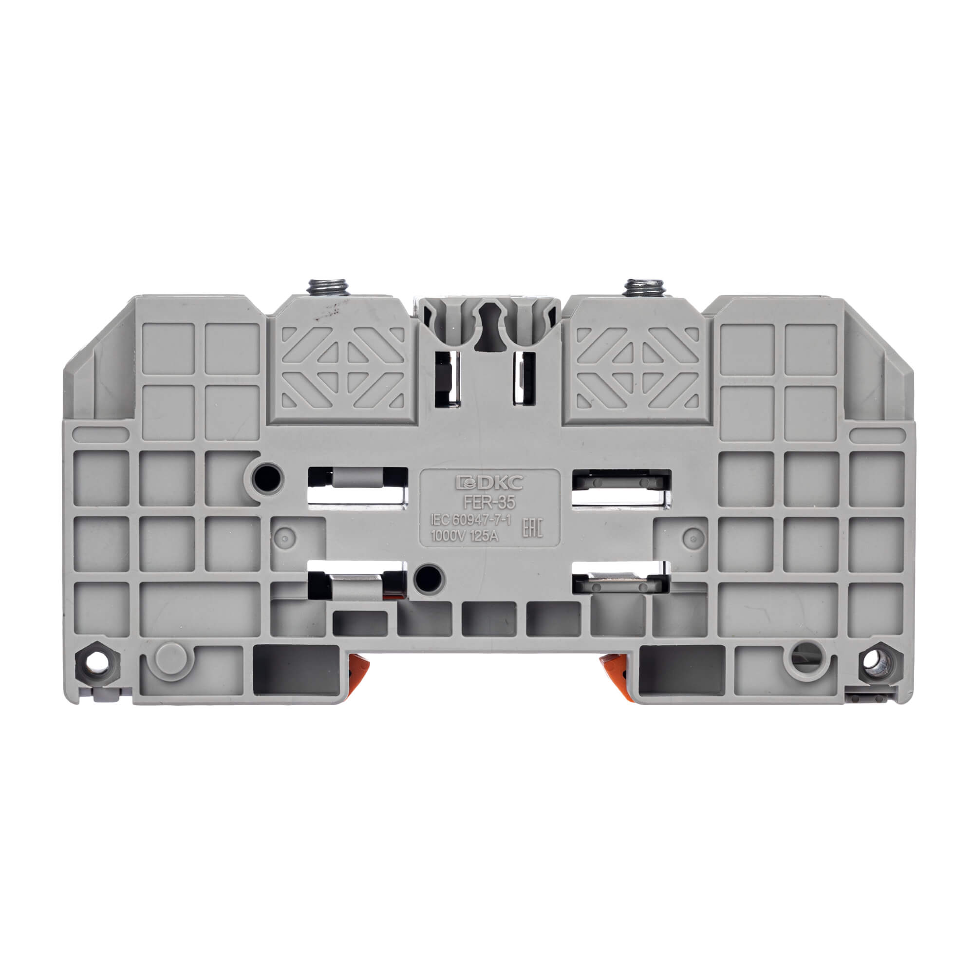 Клемма проходная, болтовой зажим, 2 точки подключения,  35 кв.мм, серая