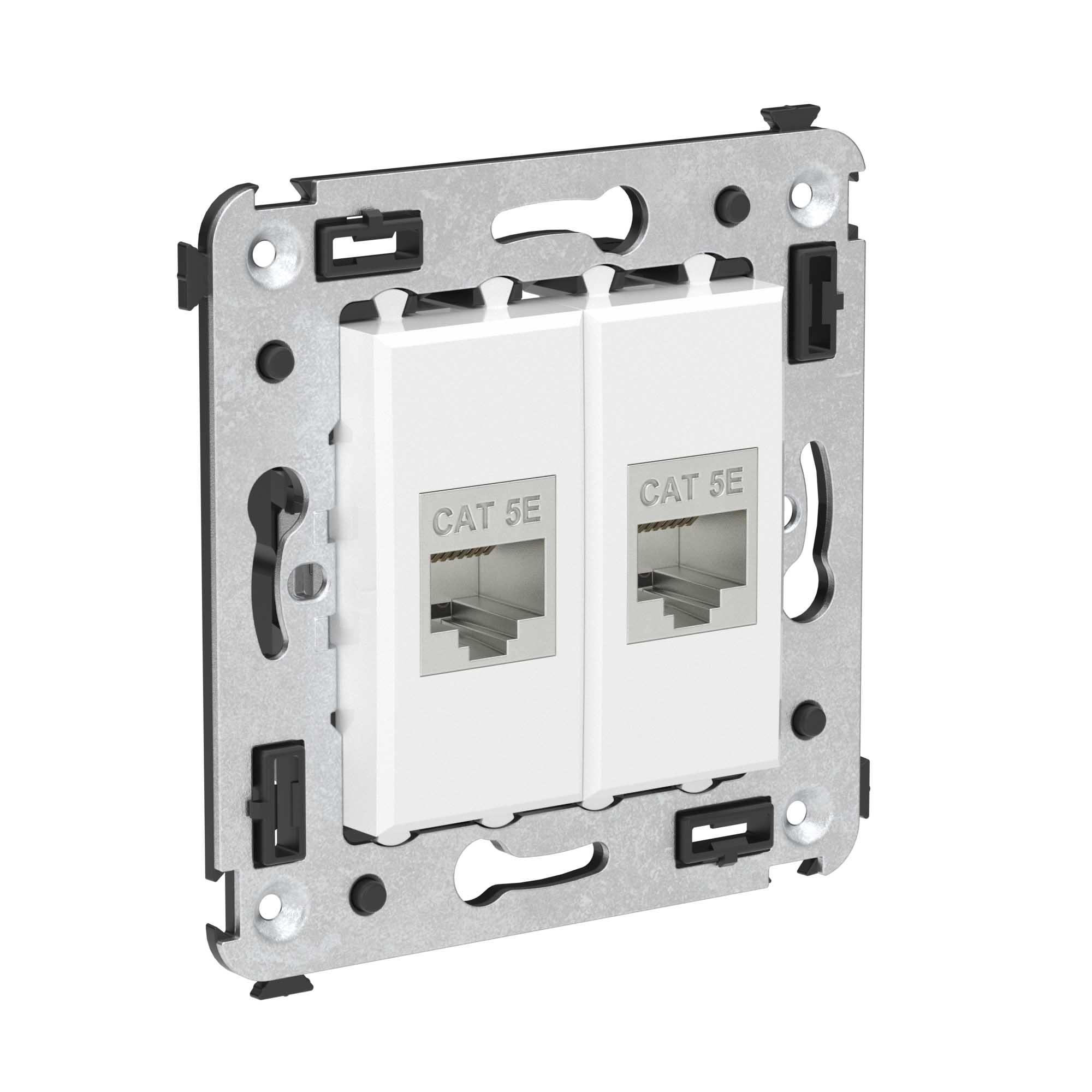 Компьютерная розетка RJ-45 без шторки в стену, кат.5e двойная экранированная, "Avanti", "Белое облако"