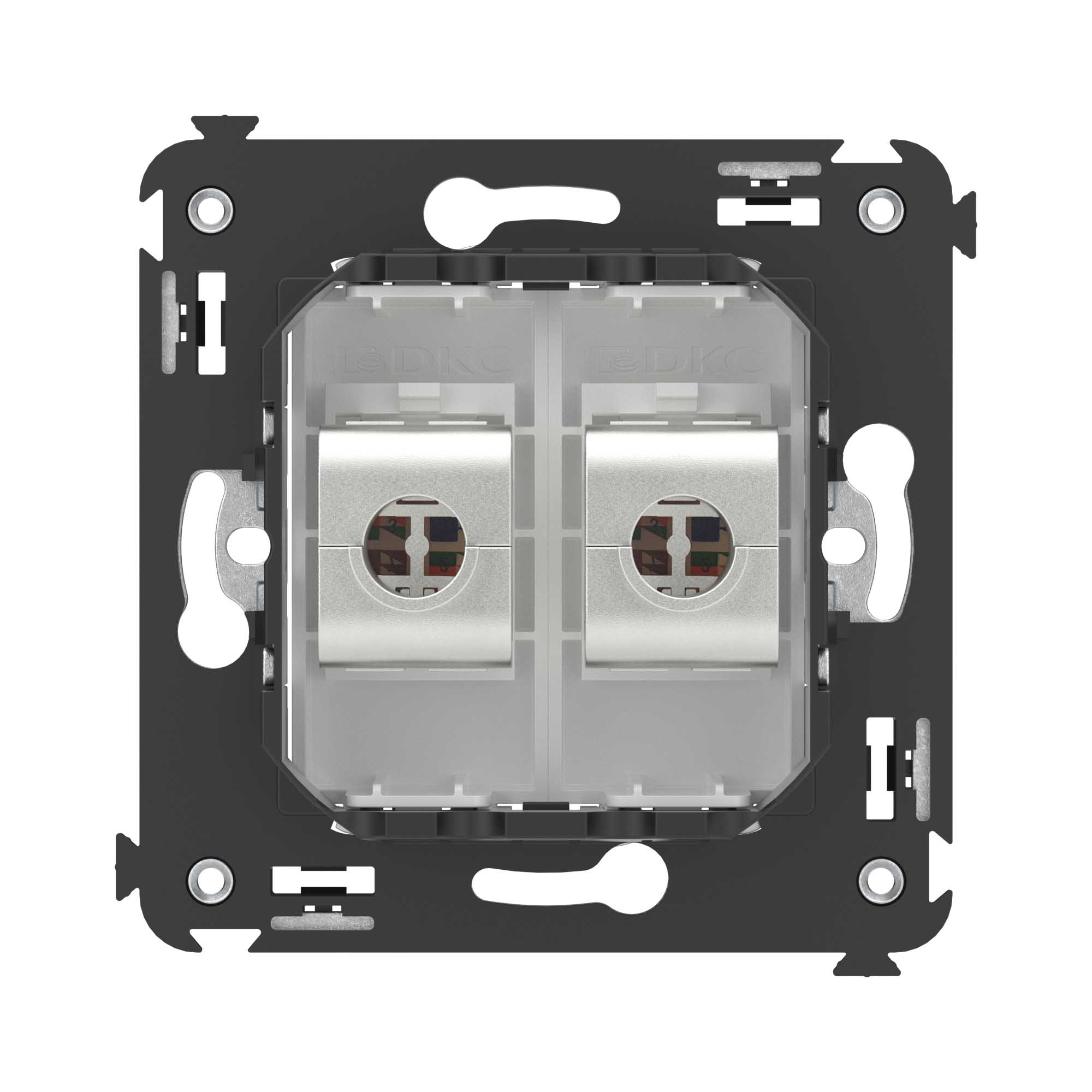 Компьютерная розетка RJ-45 без шторки в стену, кат.5e двойная экранированная, "Avanti", "Белое облако"