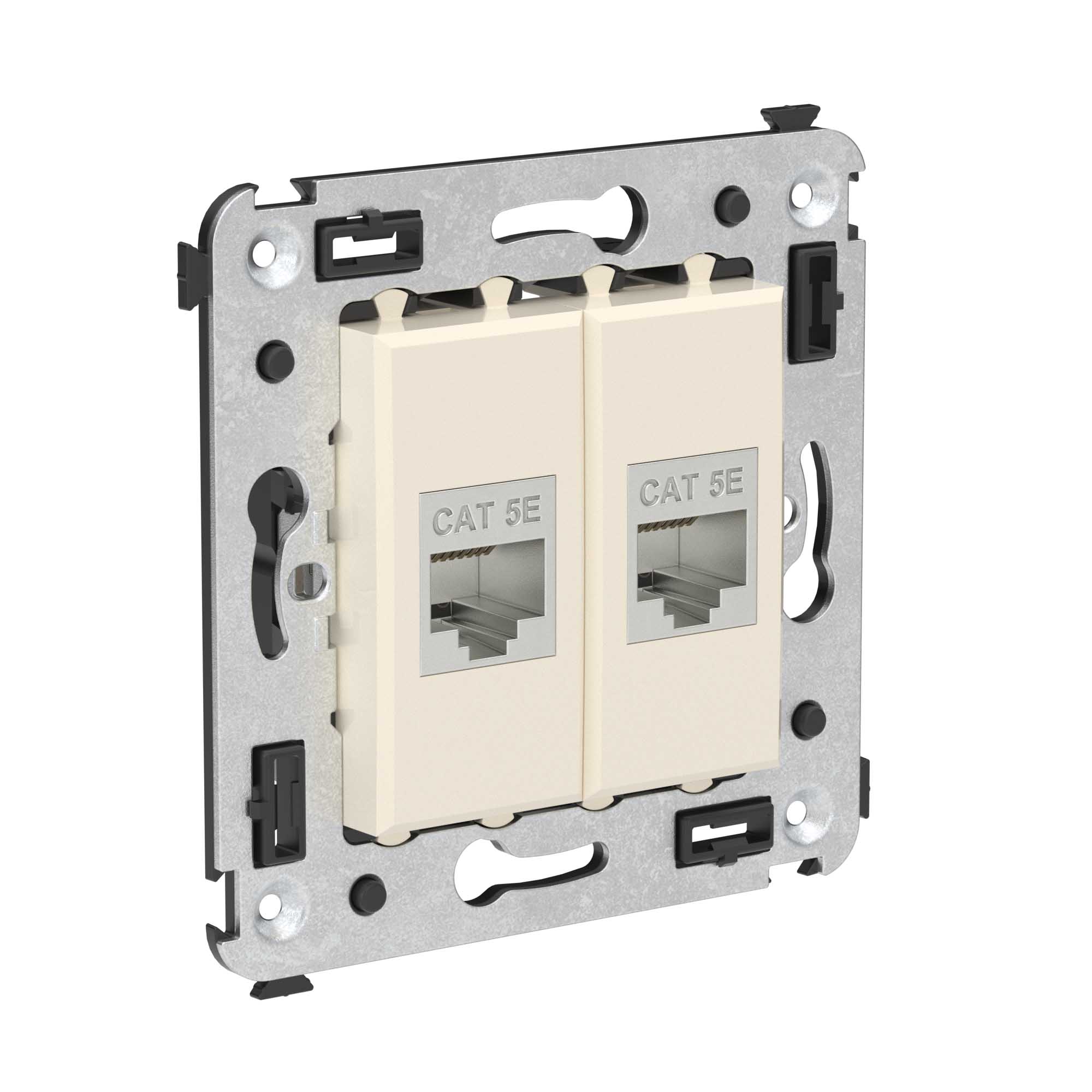 Компьютерная розетка RJ-45 без шторки в стену, кат.5e двойная экранированная, "Avanti", "Ванильная дымка"