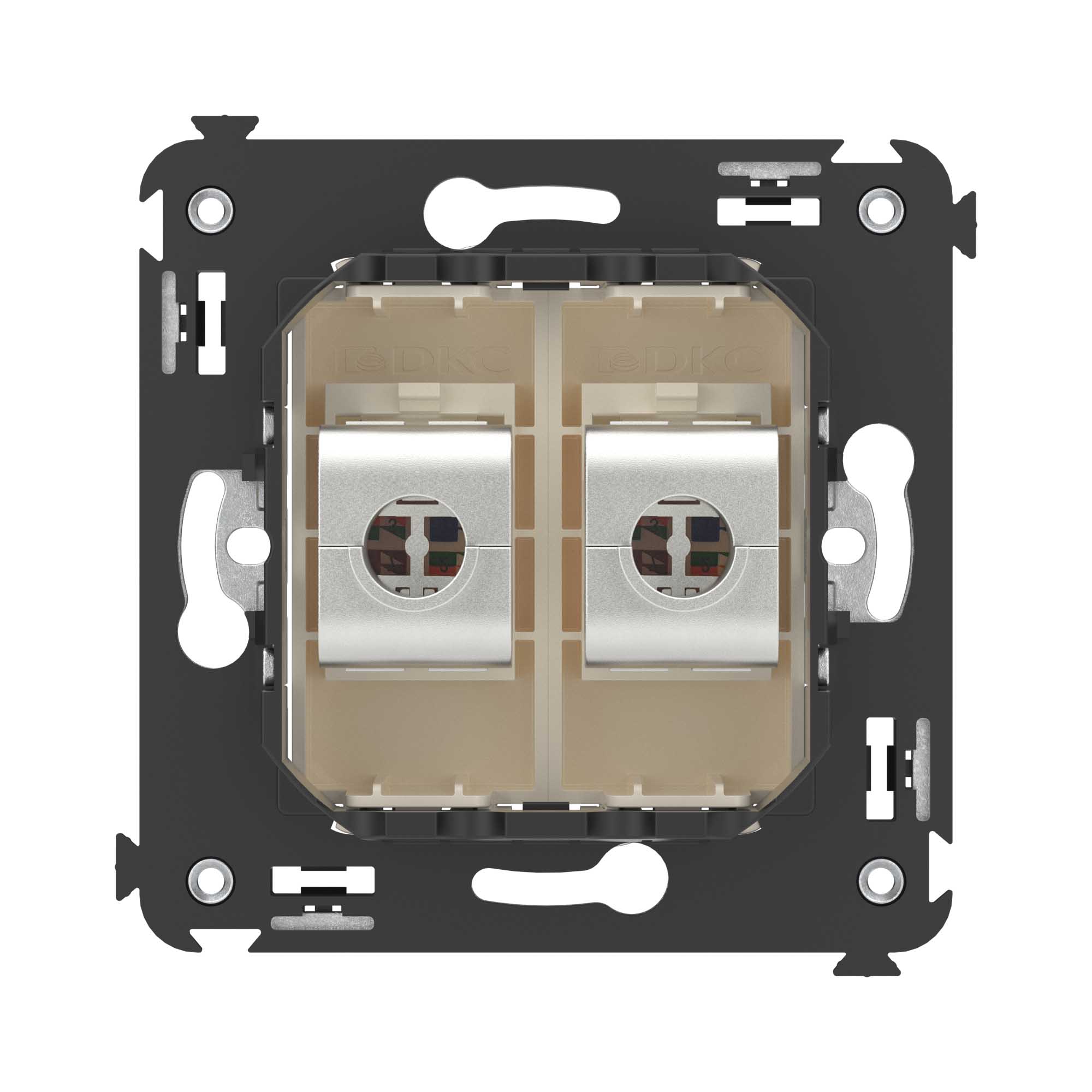 Компьютерная розетка RJ-45 без шторки в стену, кат.5e двойная экранированная, "Avanti", "Ванильная дымка"