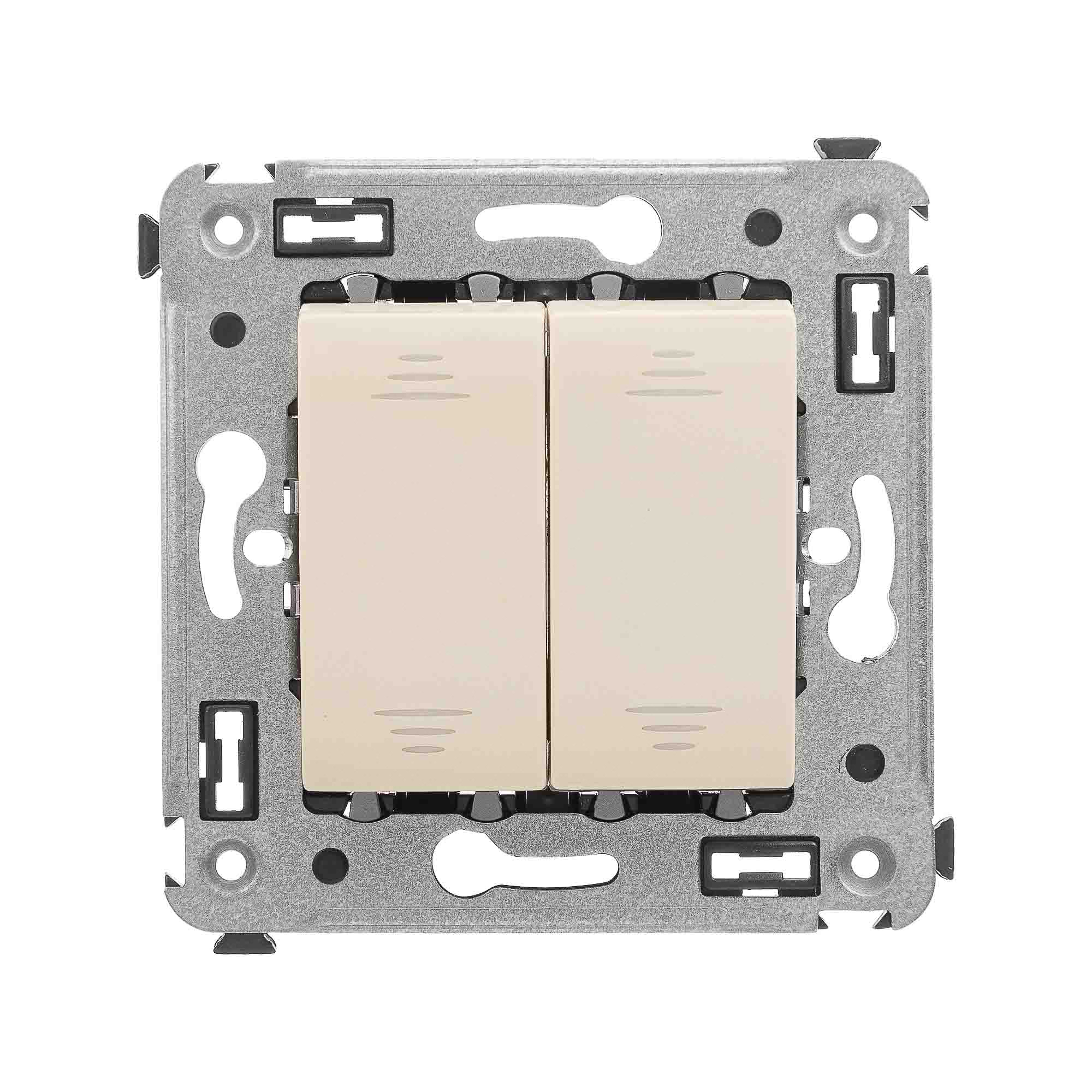 Инвертор двухклавишный в стену, "Avanti", "Ванильная дымка"