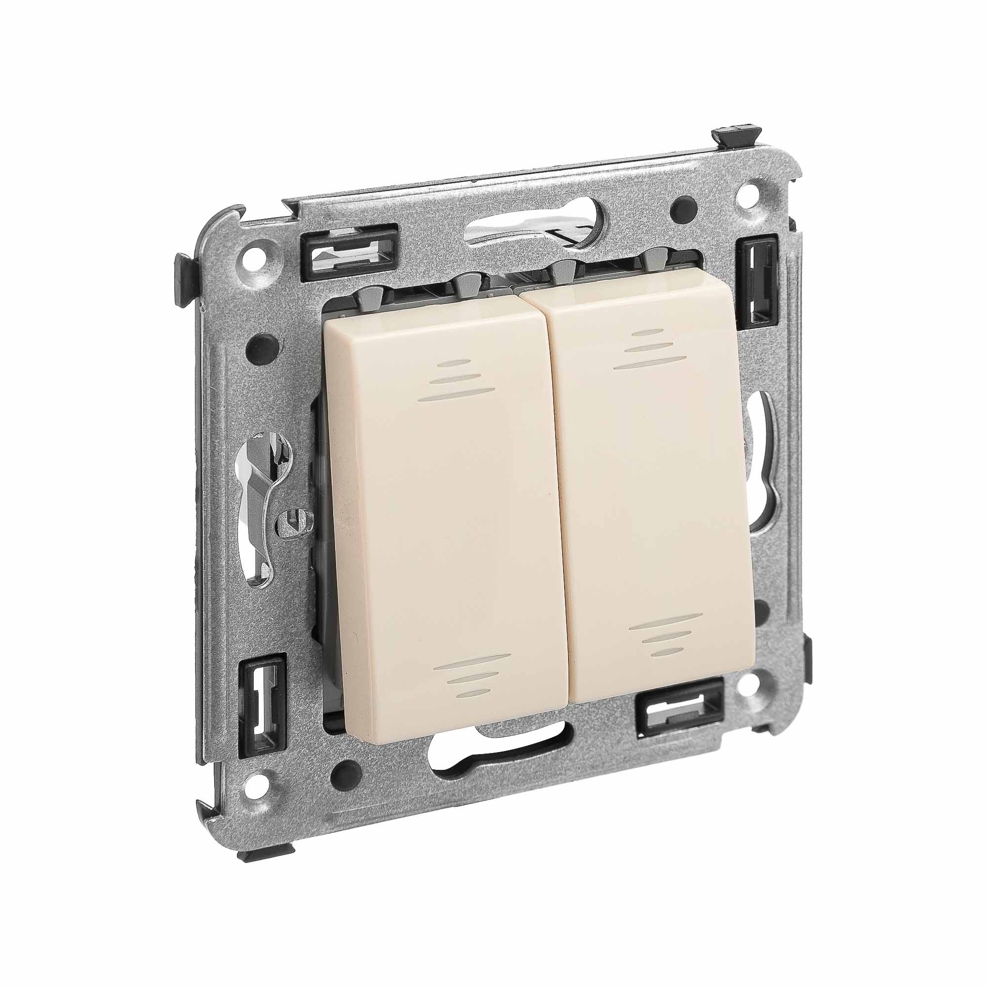 Инвертор двухклавишный в стену, "Avanti", "Ванильная дымка"