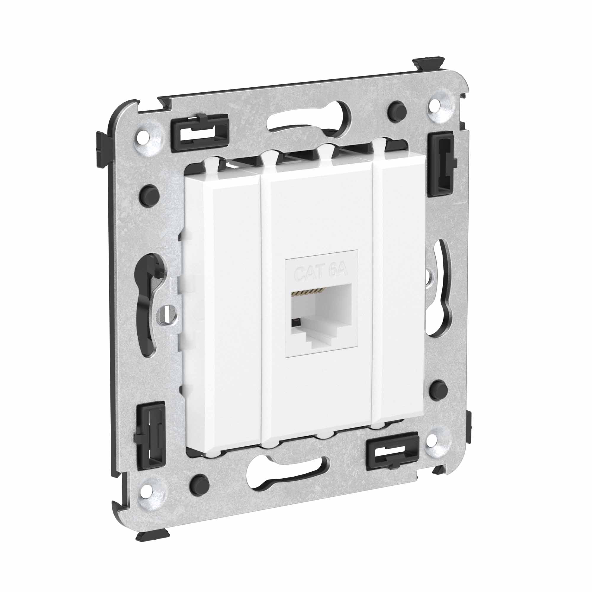 Компьютерная розетка RJ-45 без шторки в стену, кат.6A одинарная, "Avanti", "Белое облако"