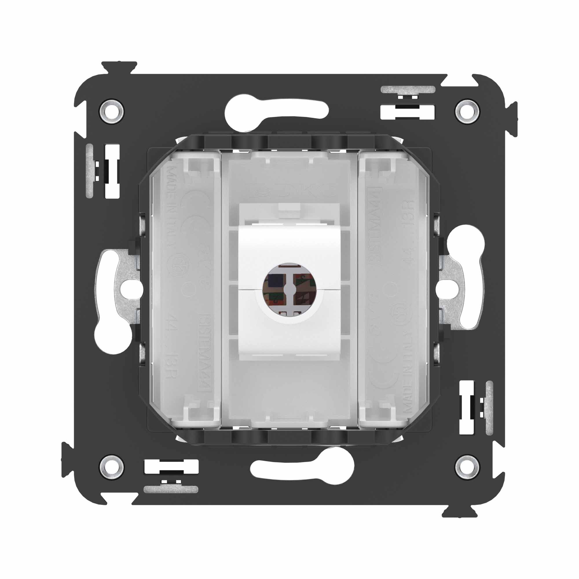 Компьютерная розетка RJ-45 без шторки в стену, кат.6A одинарная, "Avanti", "Белое облако"