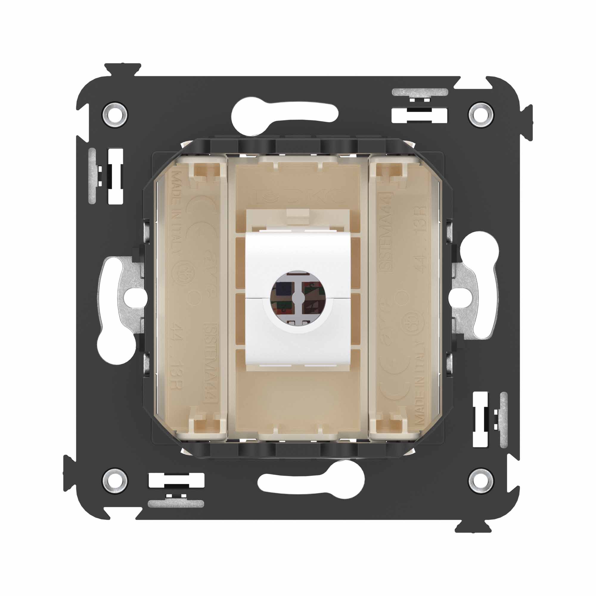 Компьютерная розетка RJ-45 без шторки в стену, кат.6А одинарная, "Avanti", "Ванильная дымка"