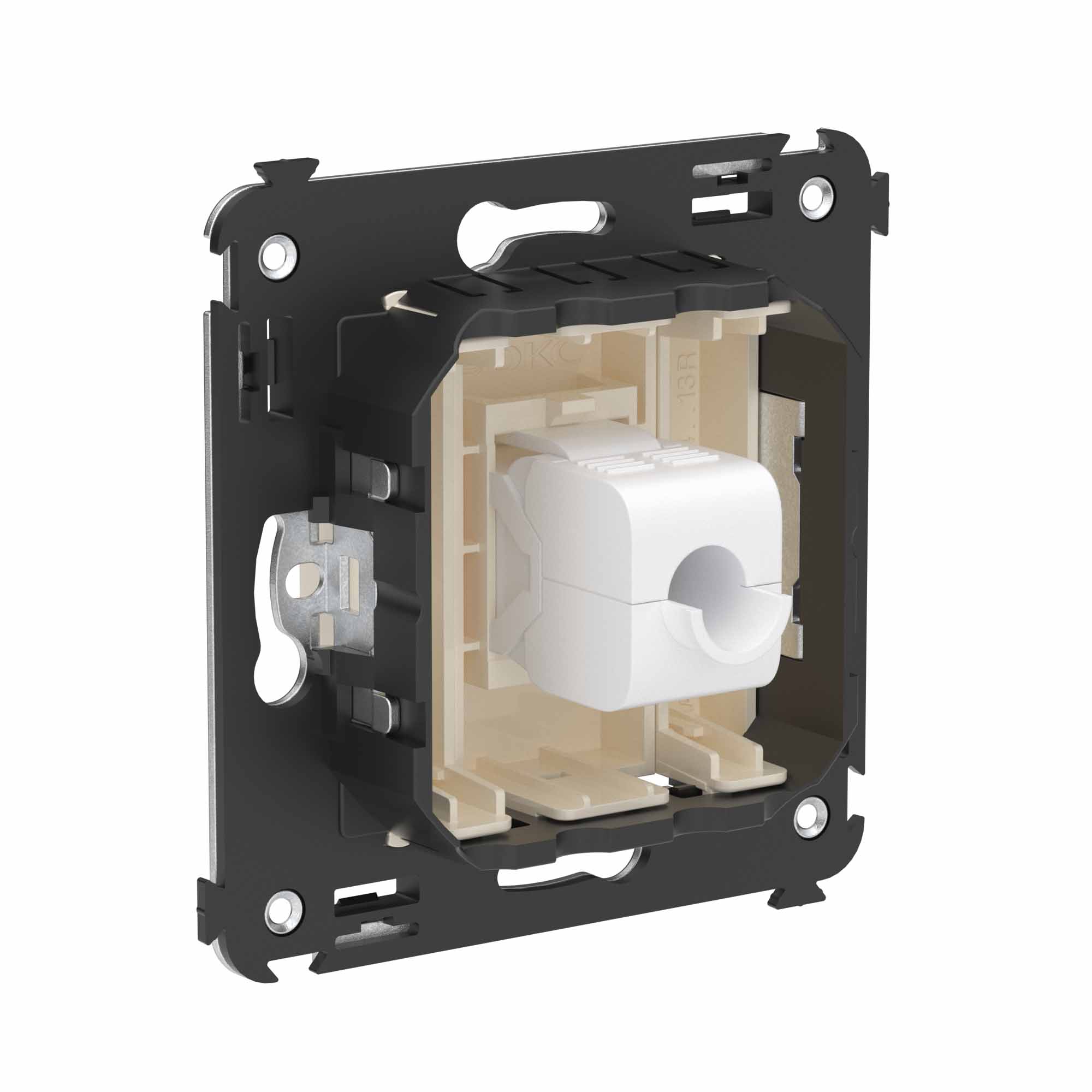 Компьютерная розетка RJ-45 без шторки в стену, кат.6А одинарная, "Avanti", "Ванильная дымка"