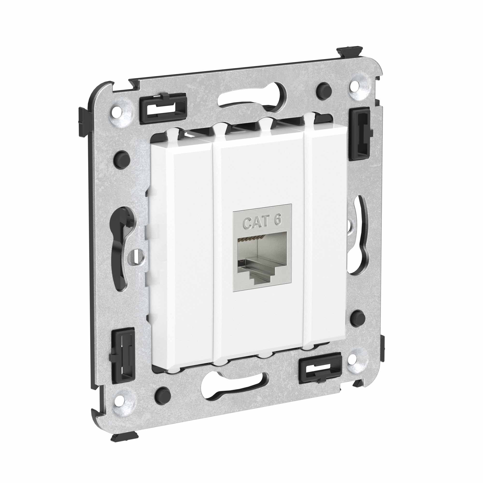 Компьютерная розетка RJ-45 без шторки в стену, кат.6 одинарная экранированная, "Avanti", "Белое облако"