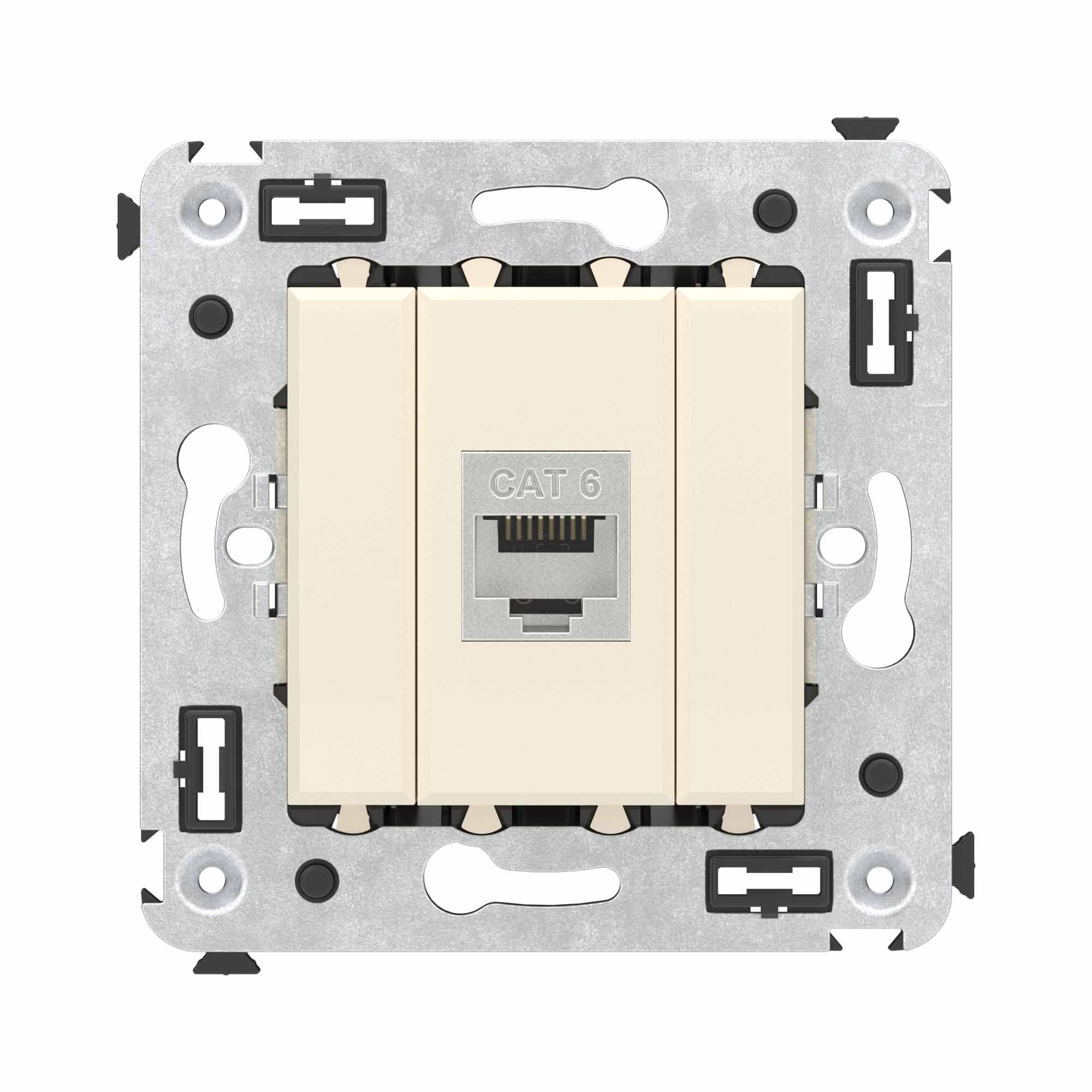 Компьютерная розетка RJ-45 без шторки в стену, кат.6 одинарная экранированная, "Avanti", "Ванильная дымка"