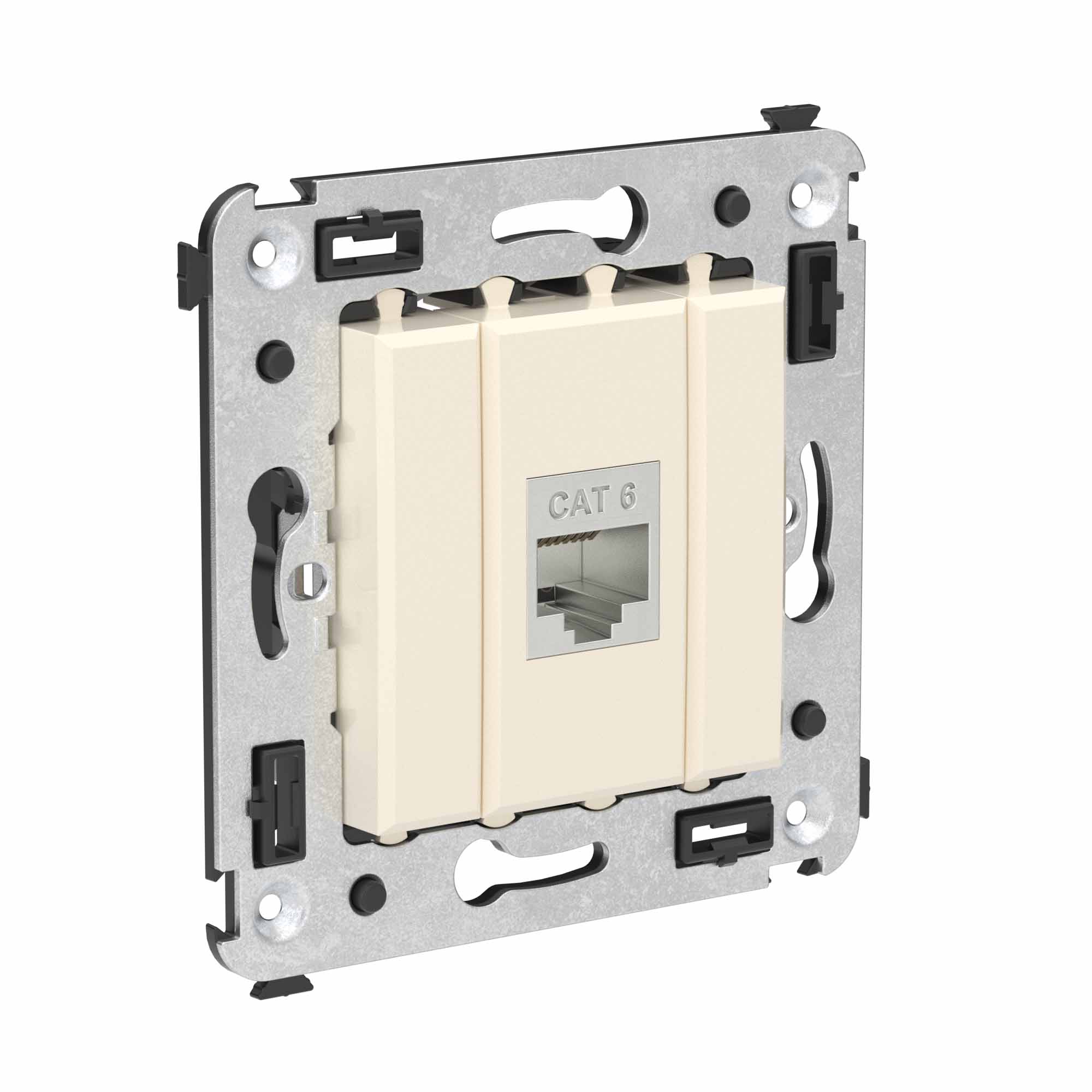 Компьютерная розетка RJ-45 без шторки в стену, кат.6 одинарная экранированная, "Avanti", "Ванильная дымка"