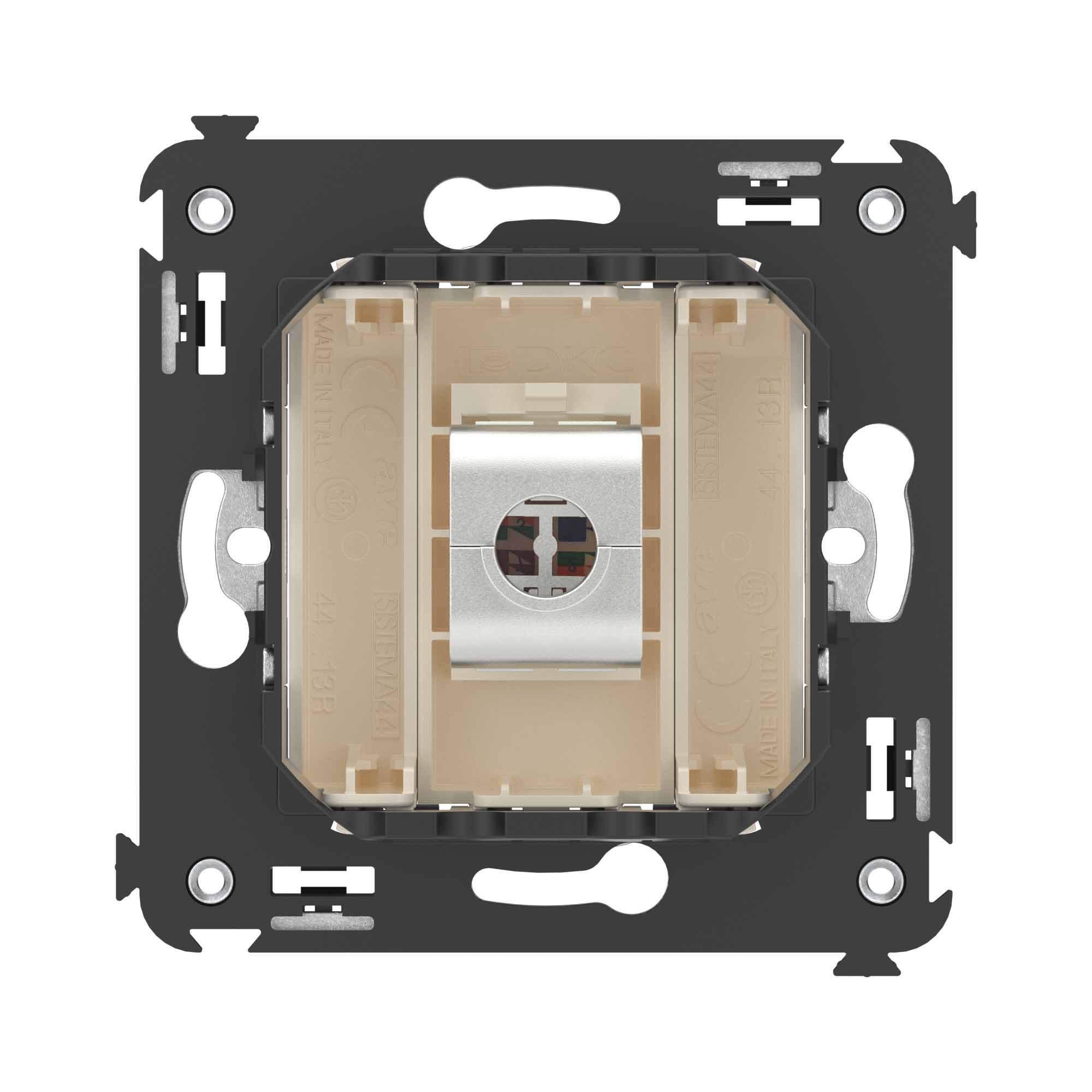 Компьютерная розетка RJ-45 без шторки в стену, кат.6 одинарная экранированная, "Avanti", "Ванильная дымка"