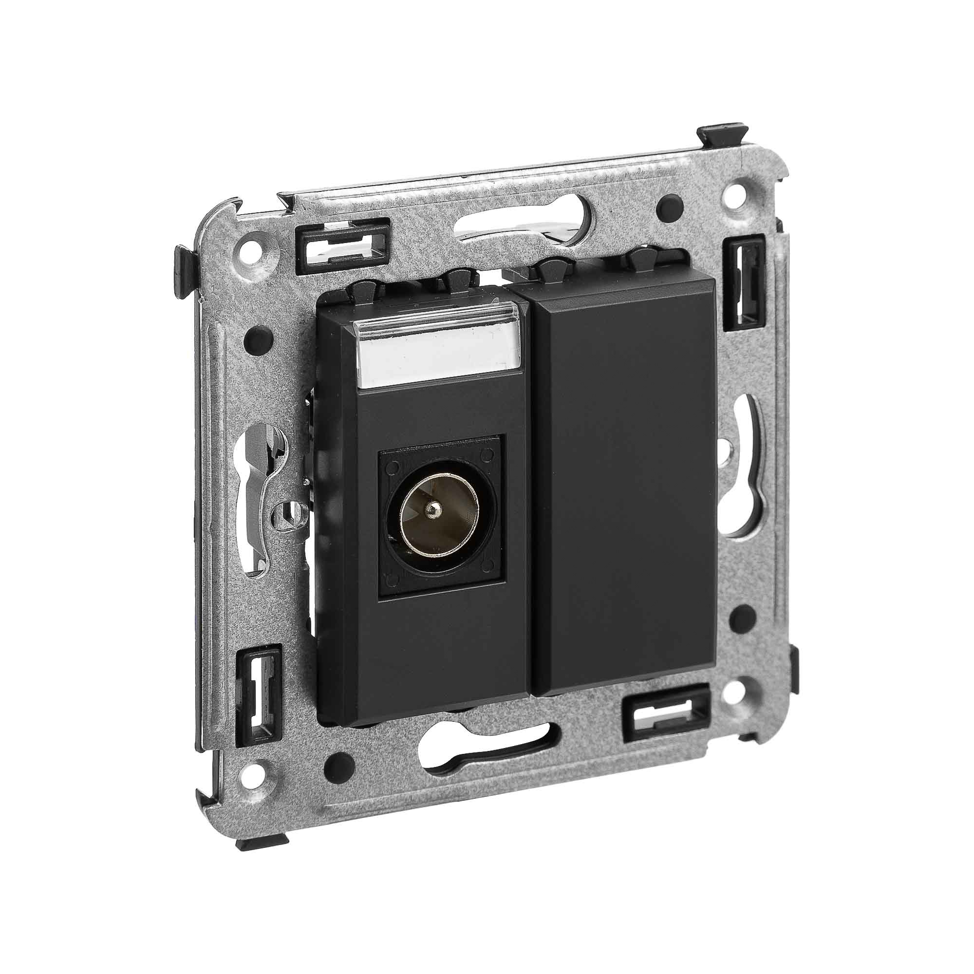 Розетка TV одиночная в стену, "Avanti", "Черный матовый"