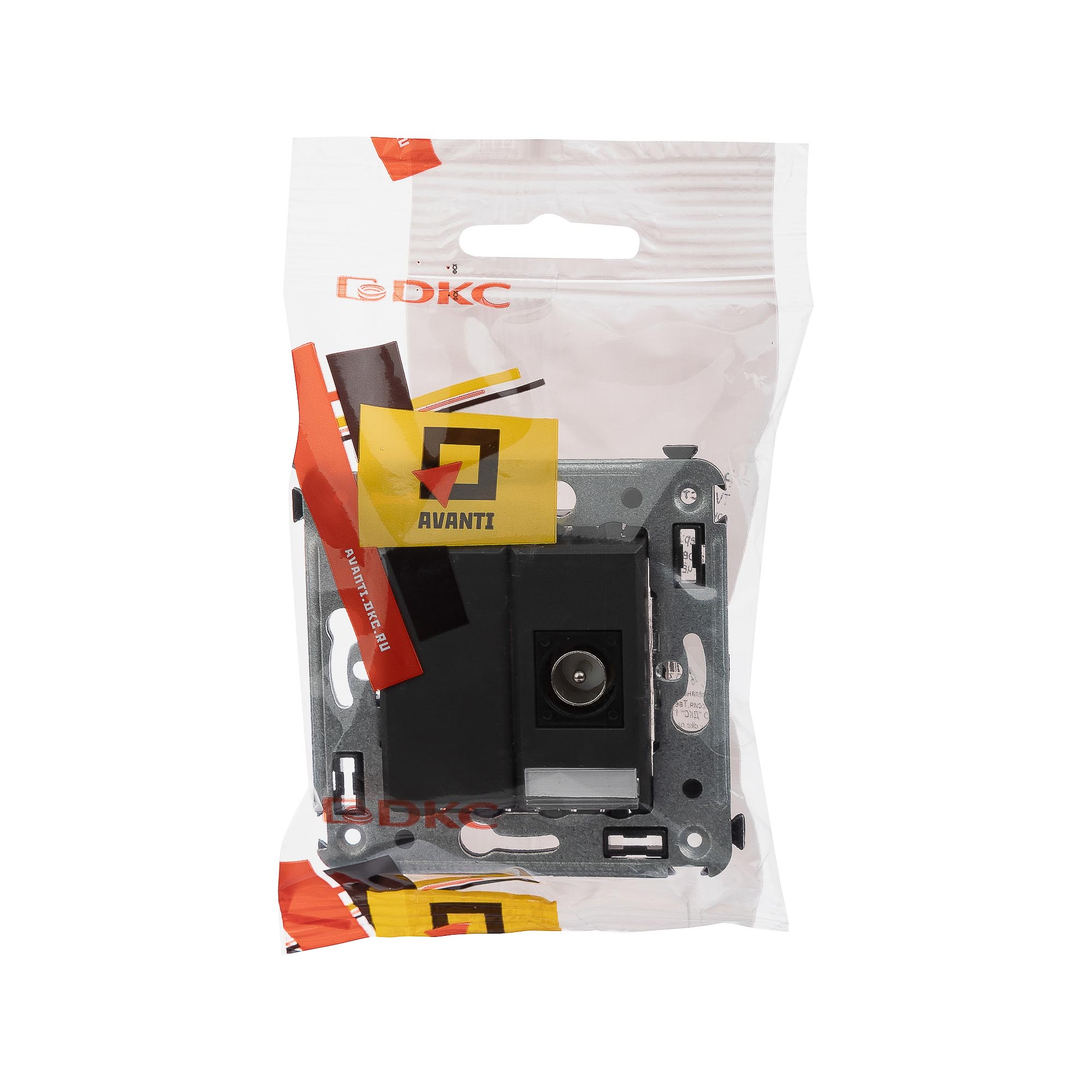 Розетка TV одиночная в стену, "Avanti", "Черный матовый"