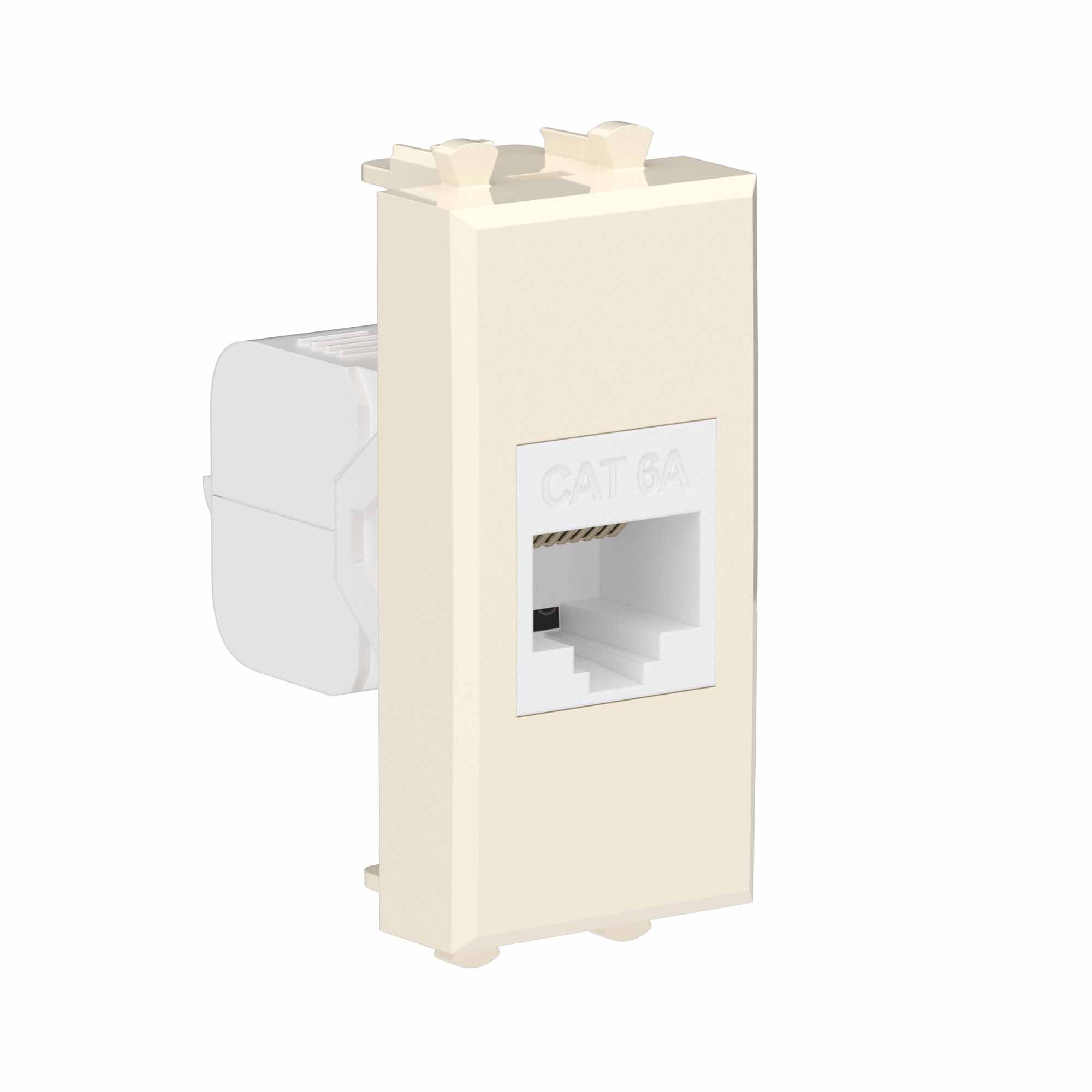 Компьютерная розетка RJ-45 без шторки модульная, кат.6А, "Avanti", "Ванильная дымка", 1 модуль