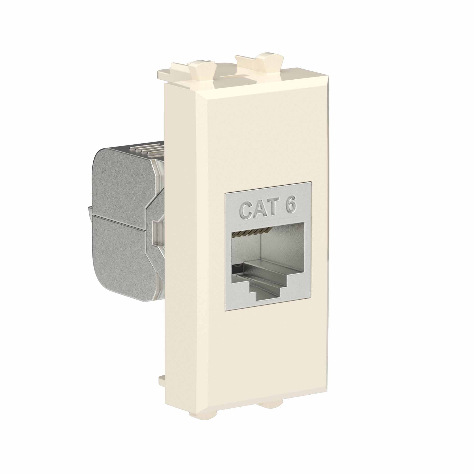 Компьютерная розетка RJ-45 без шторки модульная, кат.6 экранированная, "Avanti", "Ванильная дымка", 1 модуль