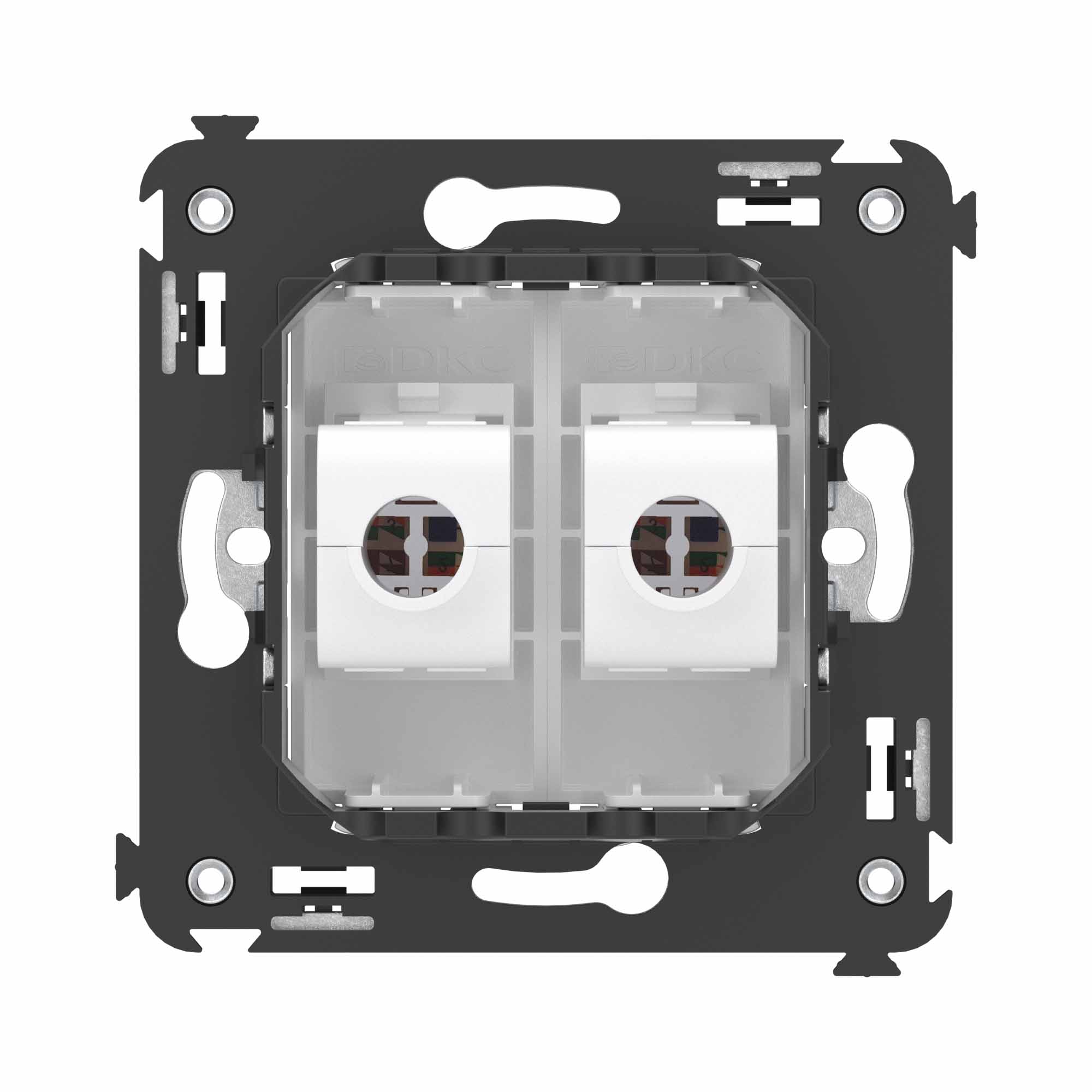 Компьютерная розетка RJ-45 без шторки в стену, кат.6 двойная, "Avanti", "Белое облако"