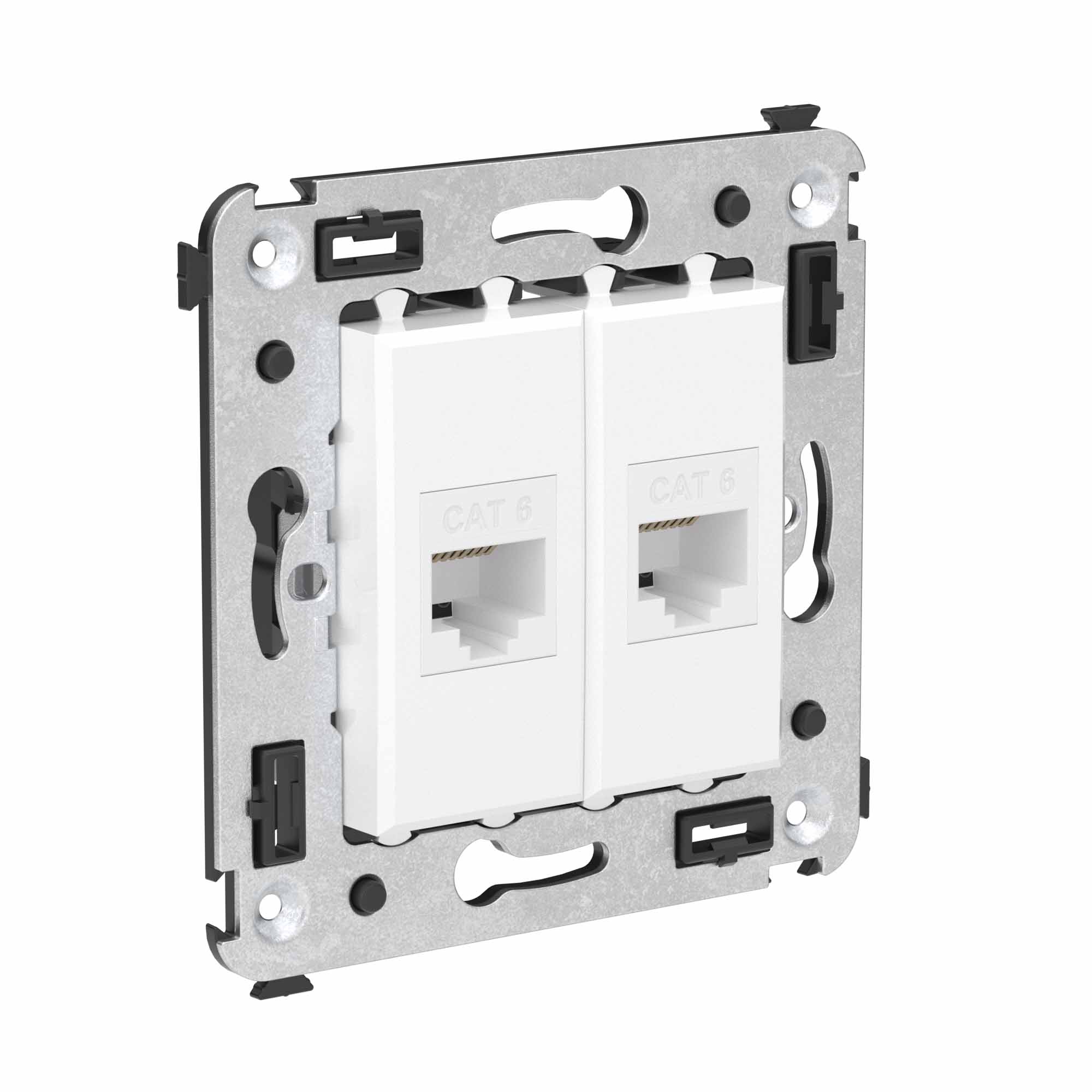 Компьютерная розетка RJ-45 без шторки в стену, кат.6 двойная, "Avanti", "Белое облако"