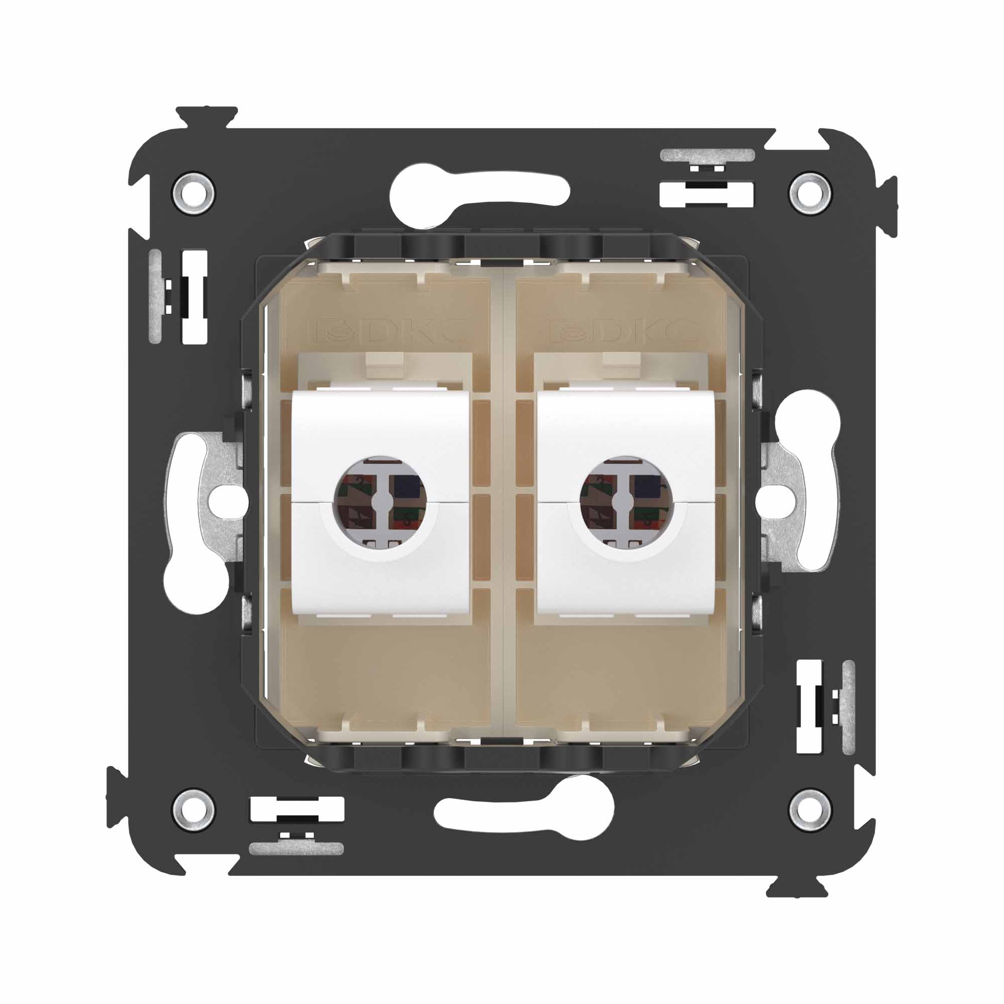 Компьютерная розетка RJ-45 без шторки в стену, кат.6 двойная, "Avanti", "Ванильная дымка"