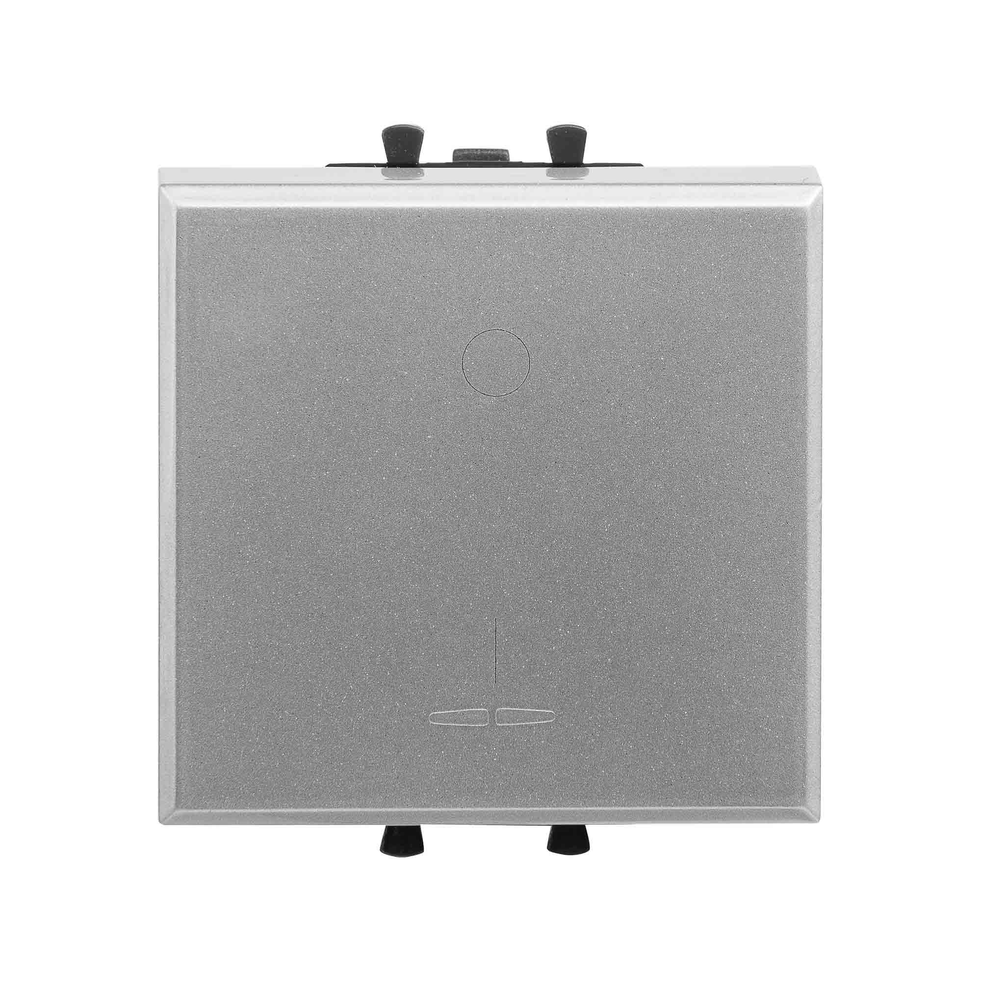 Выключатель двухполюсный одноклавишный модульный "Avanti", "Закаленная сталь", 2 модуля