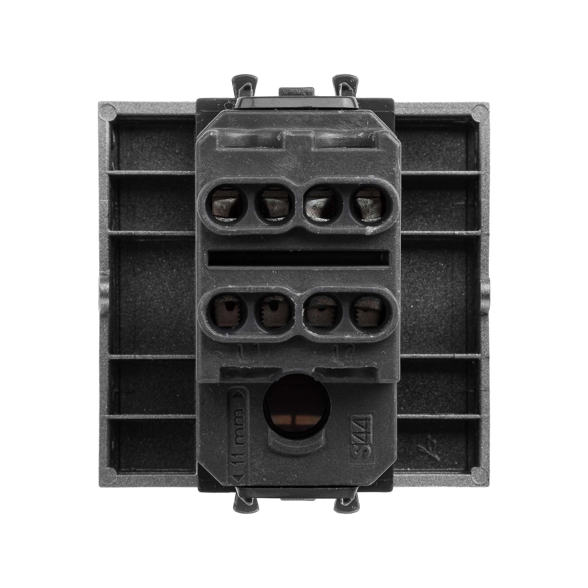 Выключатель двухполюсный одноклавишный модульный "Avanti", "Закаленная сталь", 2 модуля