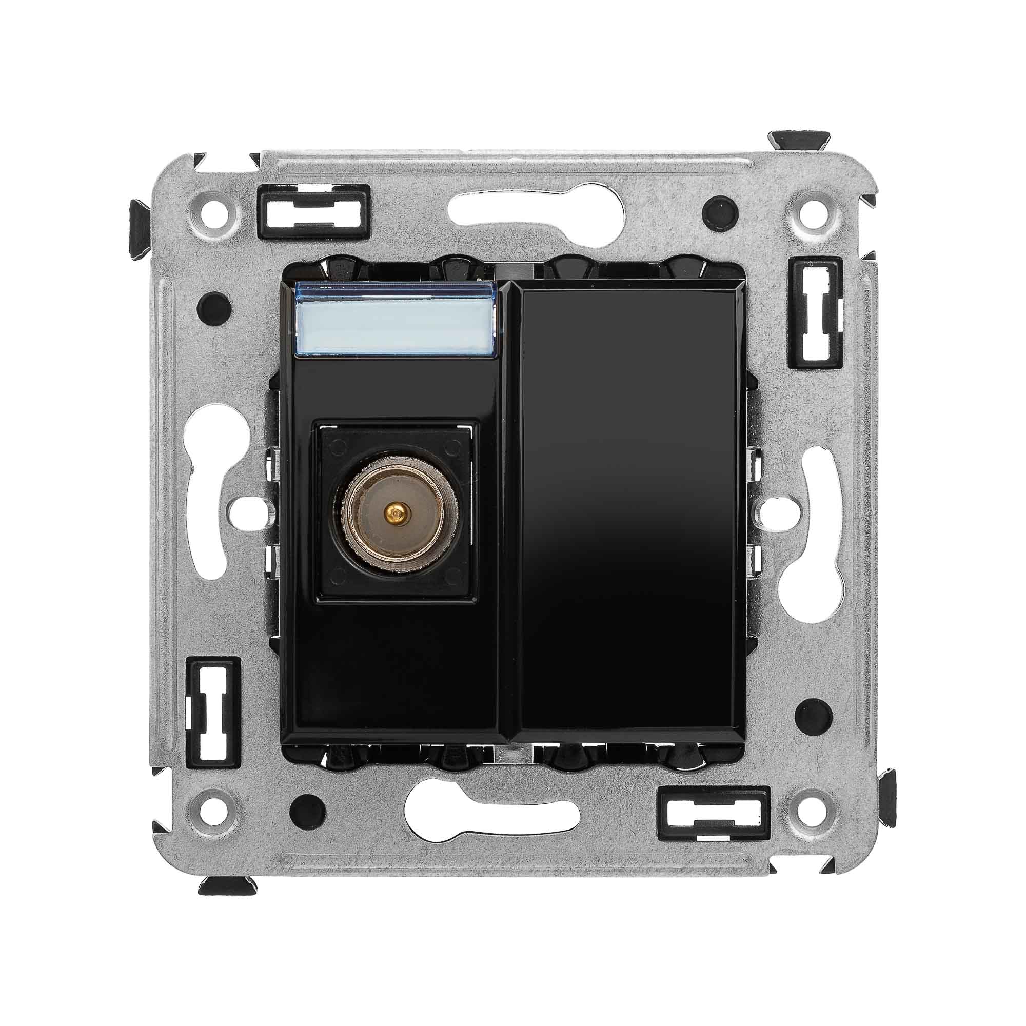 Розетка TV одиночная в стену, "Avanti", "Черный квадрат"