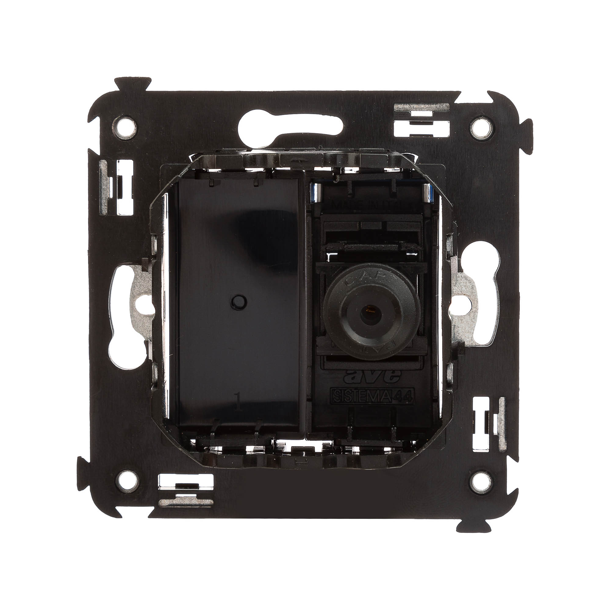 Розетка TV одиночная в стену, "Avanti", "Черный квадрат"