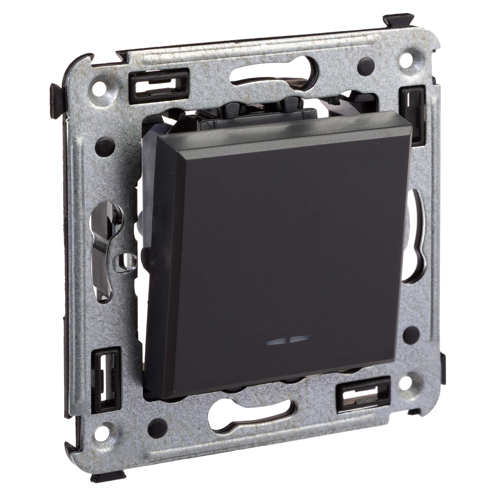 Инвертор одноклавишный в стену, "Avanti", "Черный матовый"