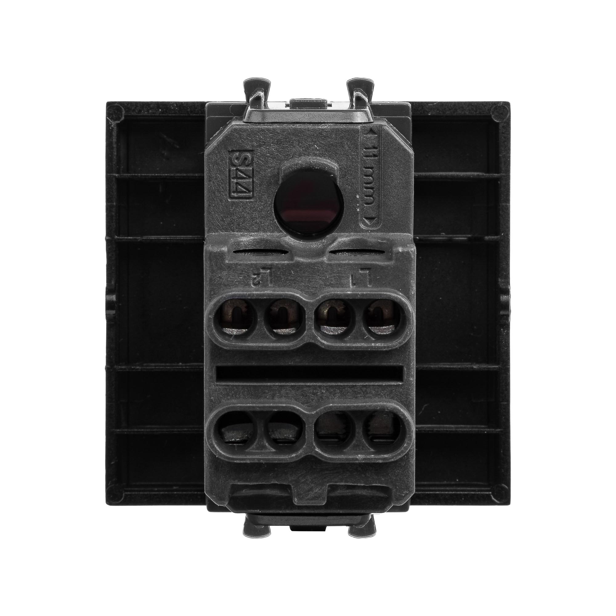 Выключатель двухполюсный одноклавишный модульный, "Avanti", "Черный квадрат", 2 модуля