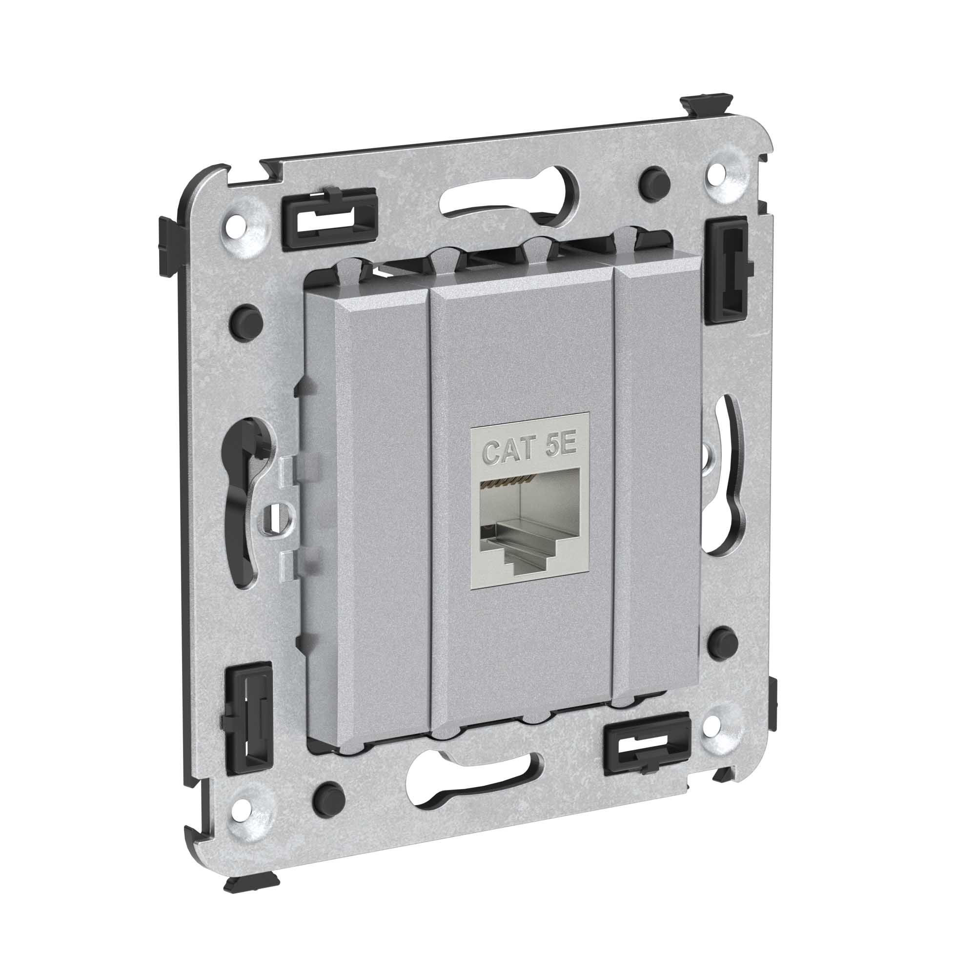 Компьютерная розетка RJ-45 без шторки в стену, кат.5e одинарная экранированная, "Avanti", "Закаленная сталь"