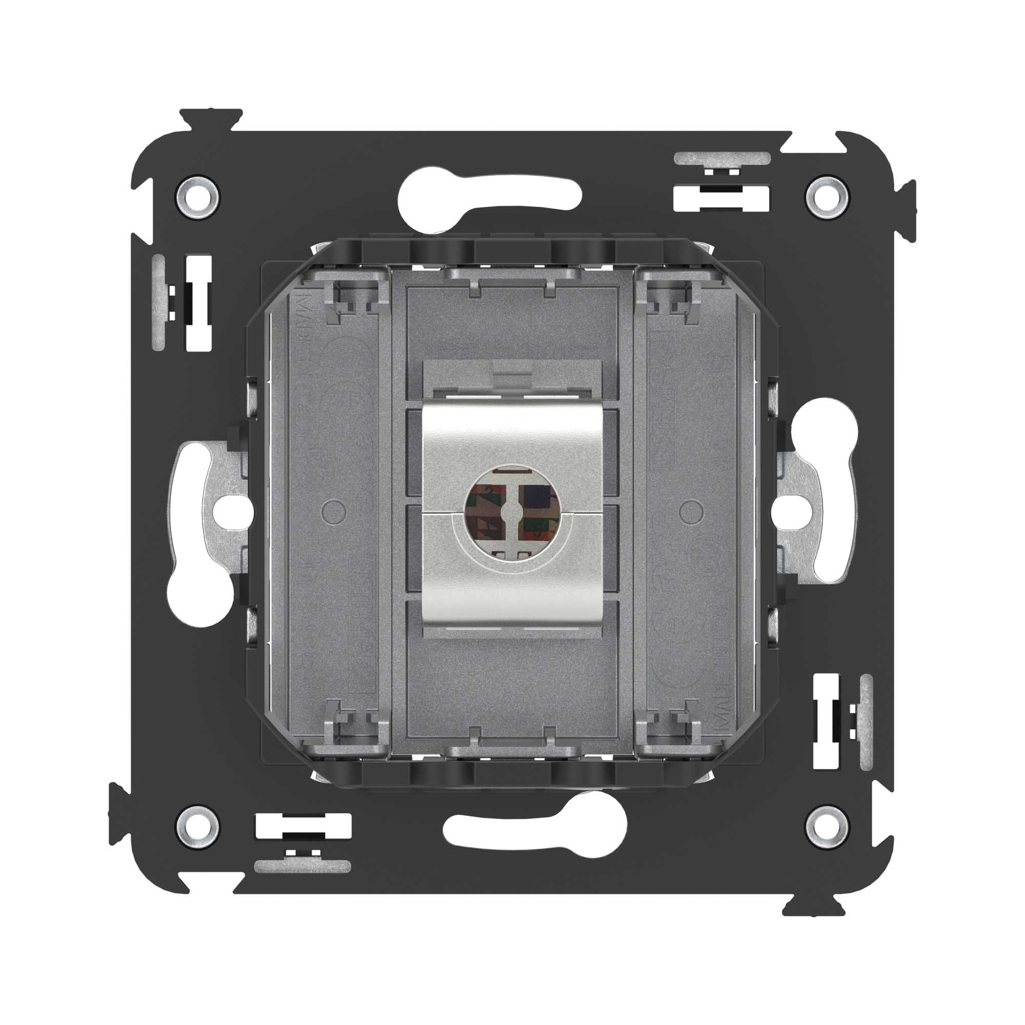 Компьютерная розетка RJ-45 без шторки в стену, кат.5e одинарная экранированная, "Avanti", "Закаленная сталь"