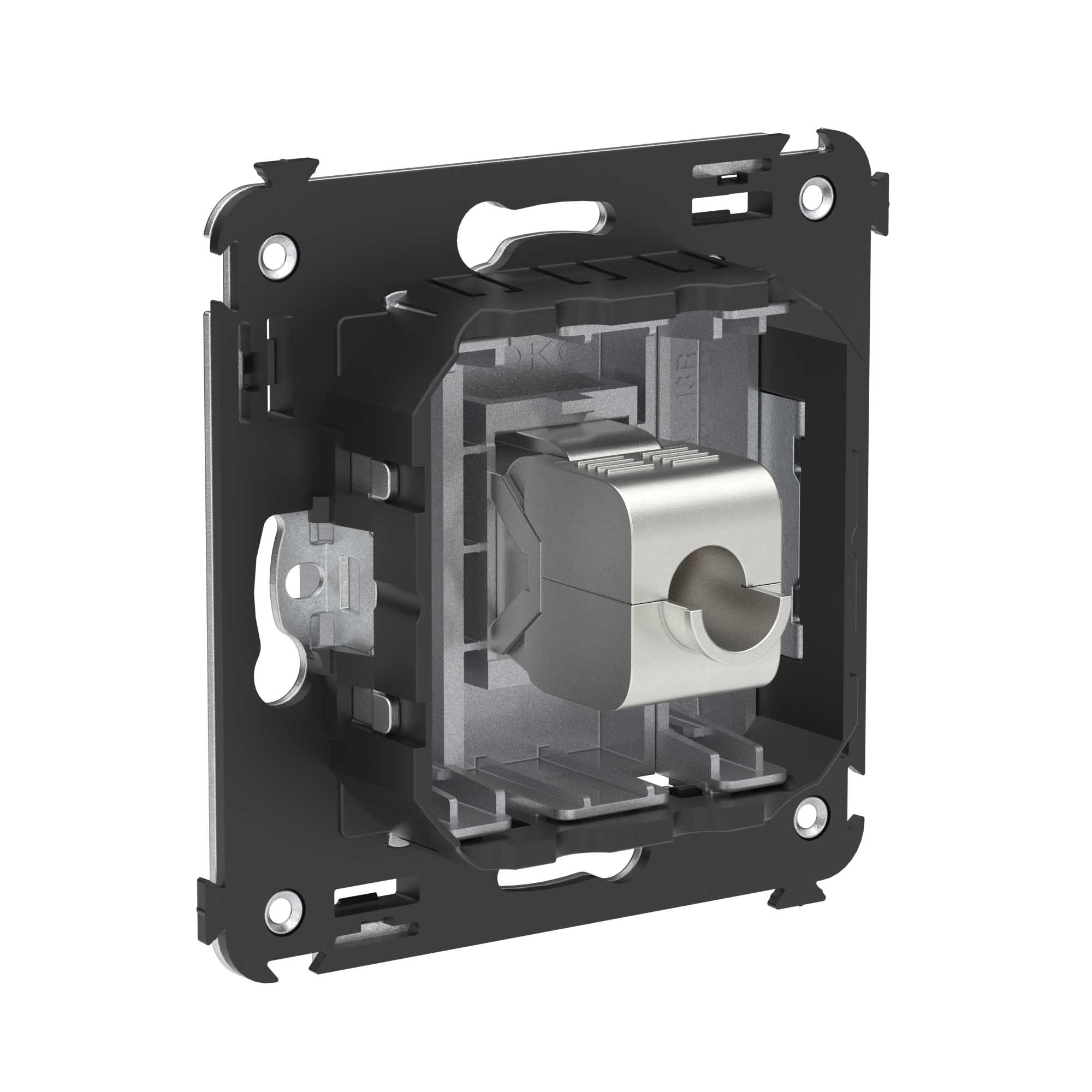 Компьютерная розетка RJ-45 без шторки в стену, кат.5e одинарная экранированная, "Avanti", "Закаленная сталь"