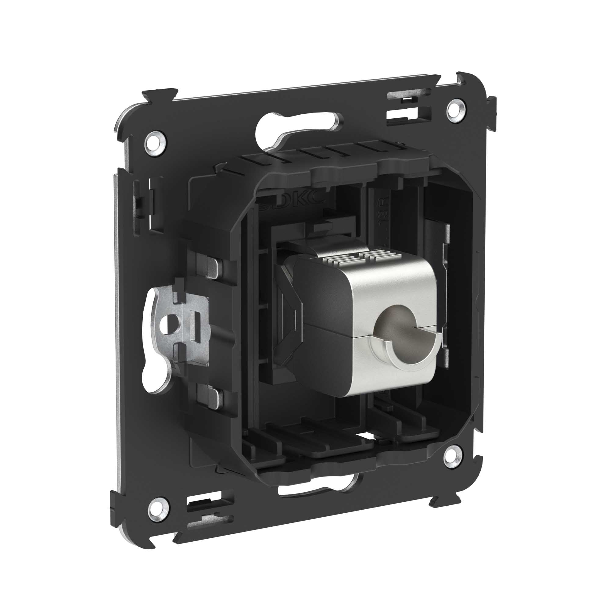 Компьютерная розетка RJ-45 без шторки в стену, кат.5e одинарная экранированная, "Avanti", "Черный матовый"