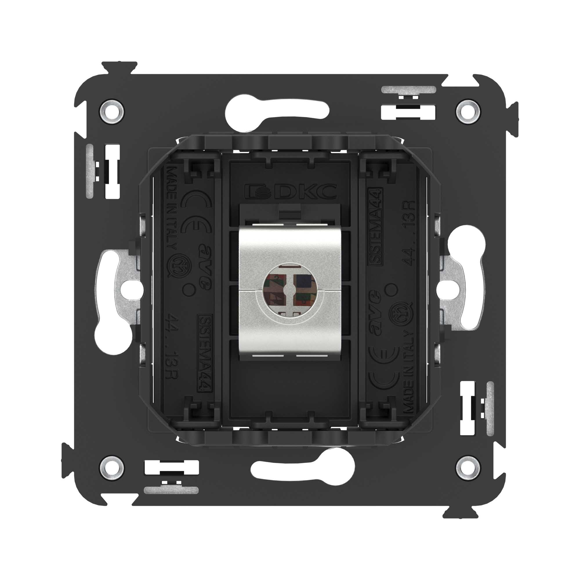 Компьютерная розетка RJ-45 без шторки в стену, кат.5e одинарная экранированная, "Avanti", "Черный матовый"