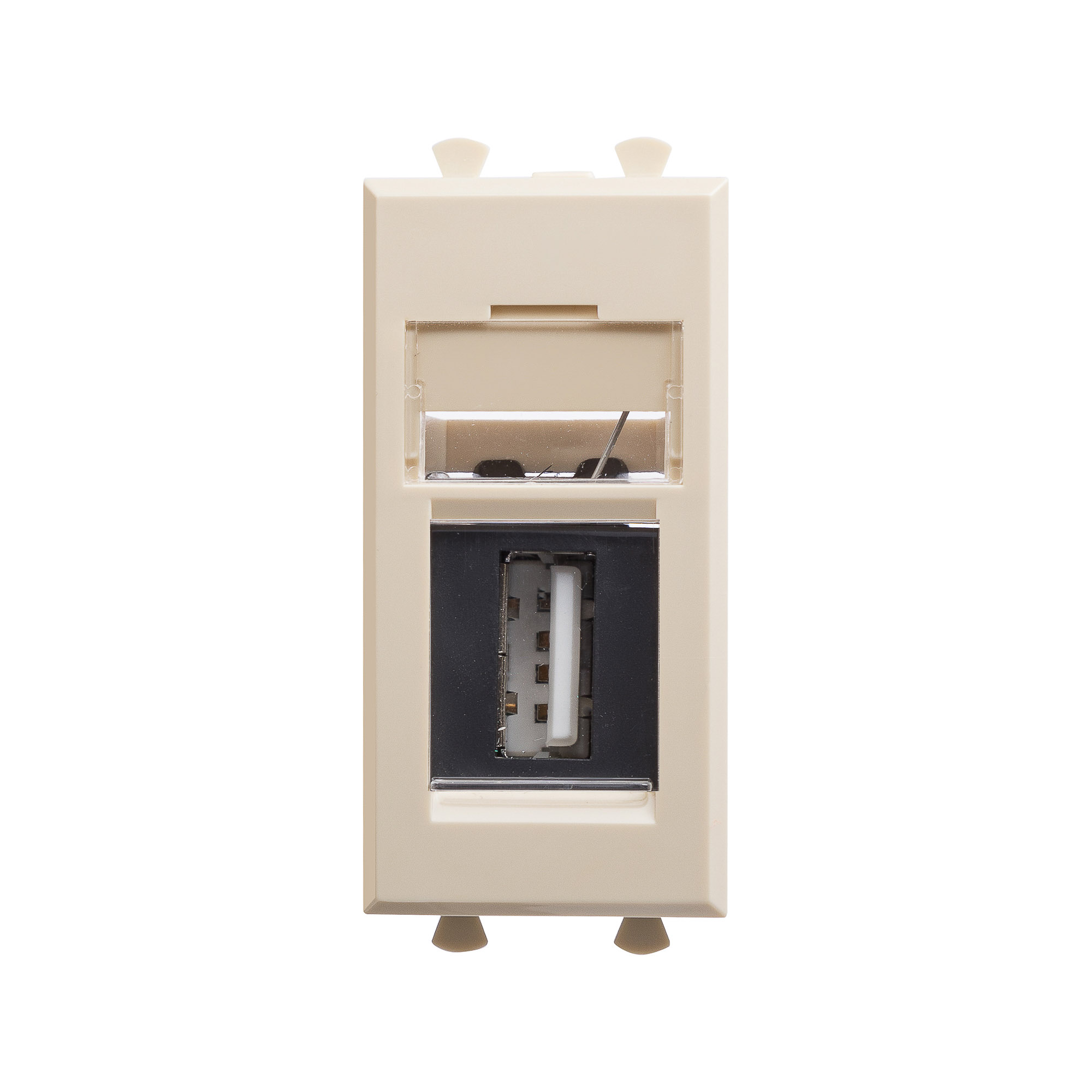 USB 2.0 розетка модульная, тип А-А, "Avanti", "Ванильная дымка", 1 модуль